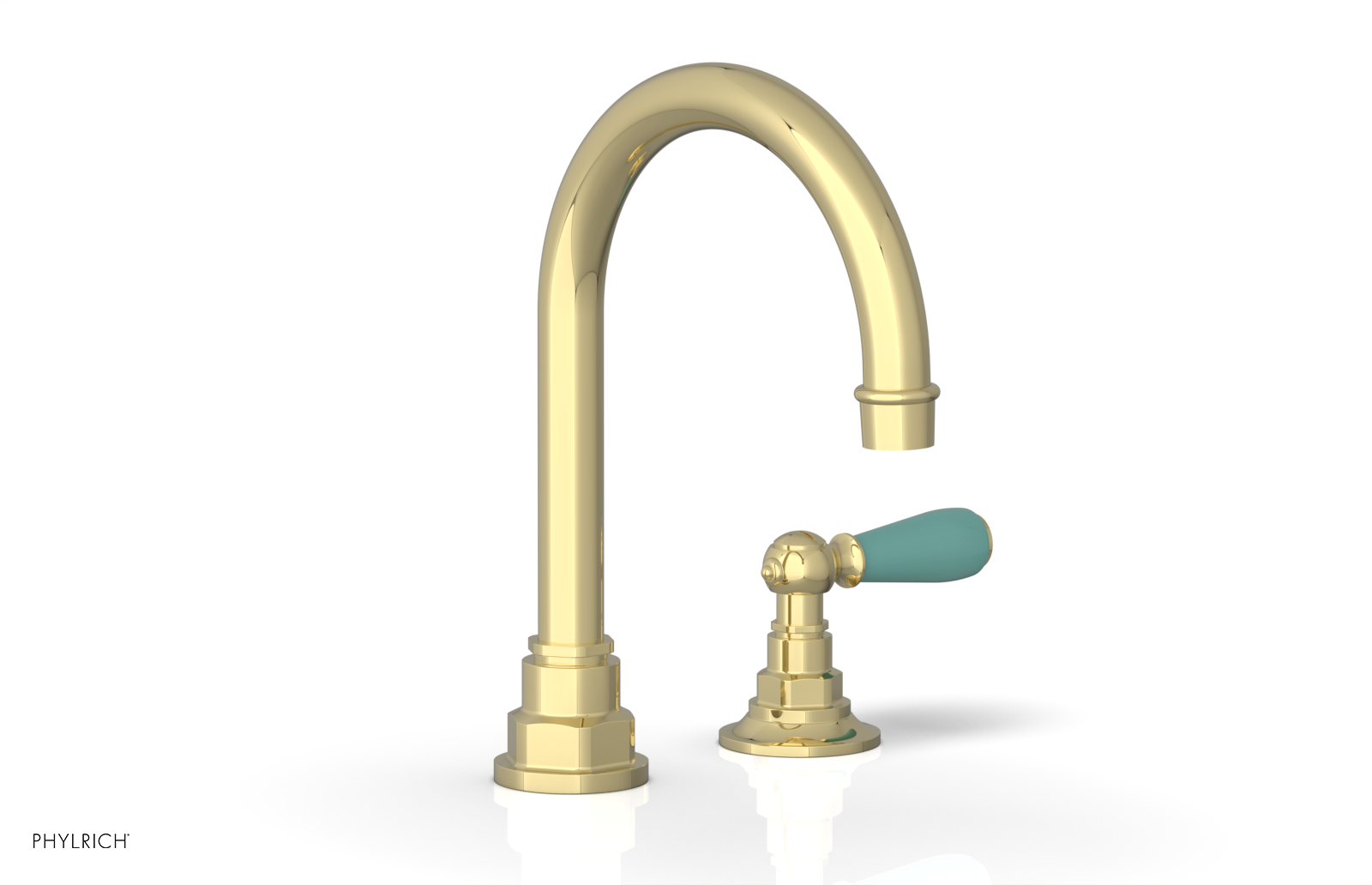 JAMESTOWN Single Handle Faucet - High Spout - Lever Handle with "Turqoise" Accents 165-06 — image 1
