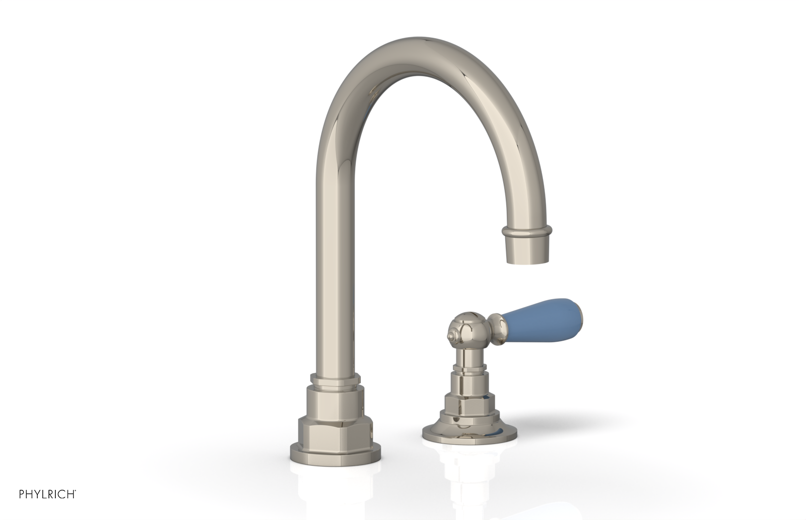 JAMESTOWN Single Handle Faucet - High Spout - Lever Handle with "Light Blue" Accents 165-06