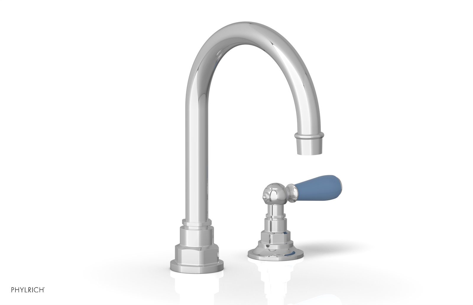 JAMESTOWN Single Handle Faucet - High Spout - Lever Handle with "Light Blue" Accents 165-06 — thumbnail 2