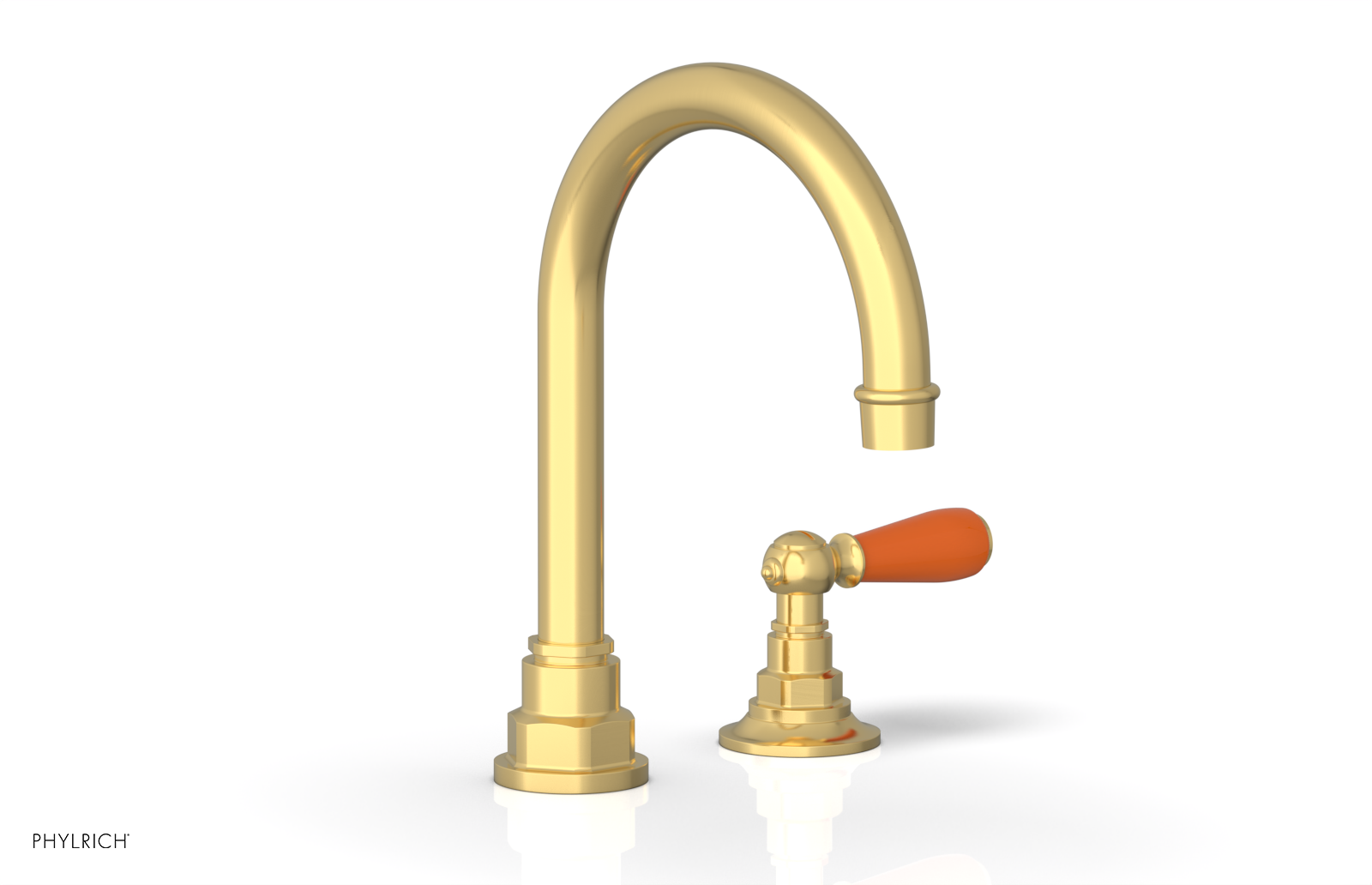 JAMESTOWN Single Handle Faucet - High Spout - Lever Handle with "Orange" Accents 165-06 — image 1