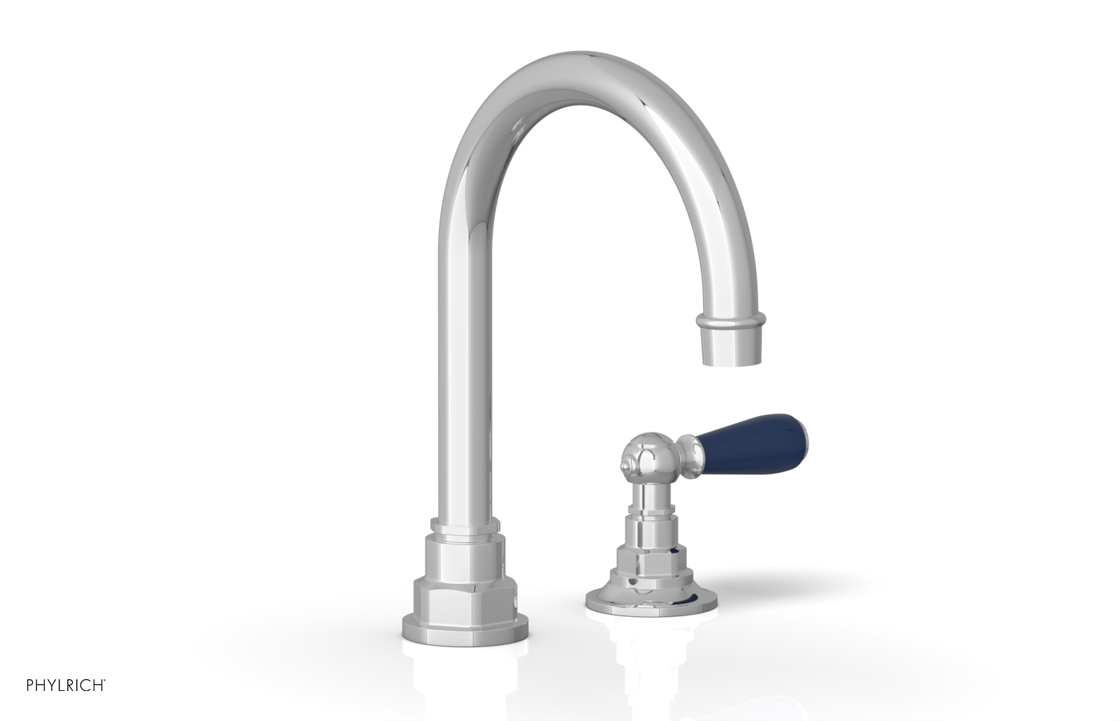 JAMESTOWN Single Handle Faucet - High Spout - Lever Handle with "Navy Blue" Accents 165-06 — thumbnail 2