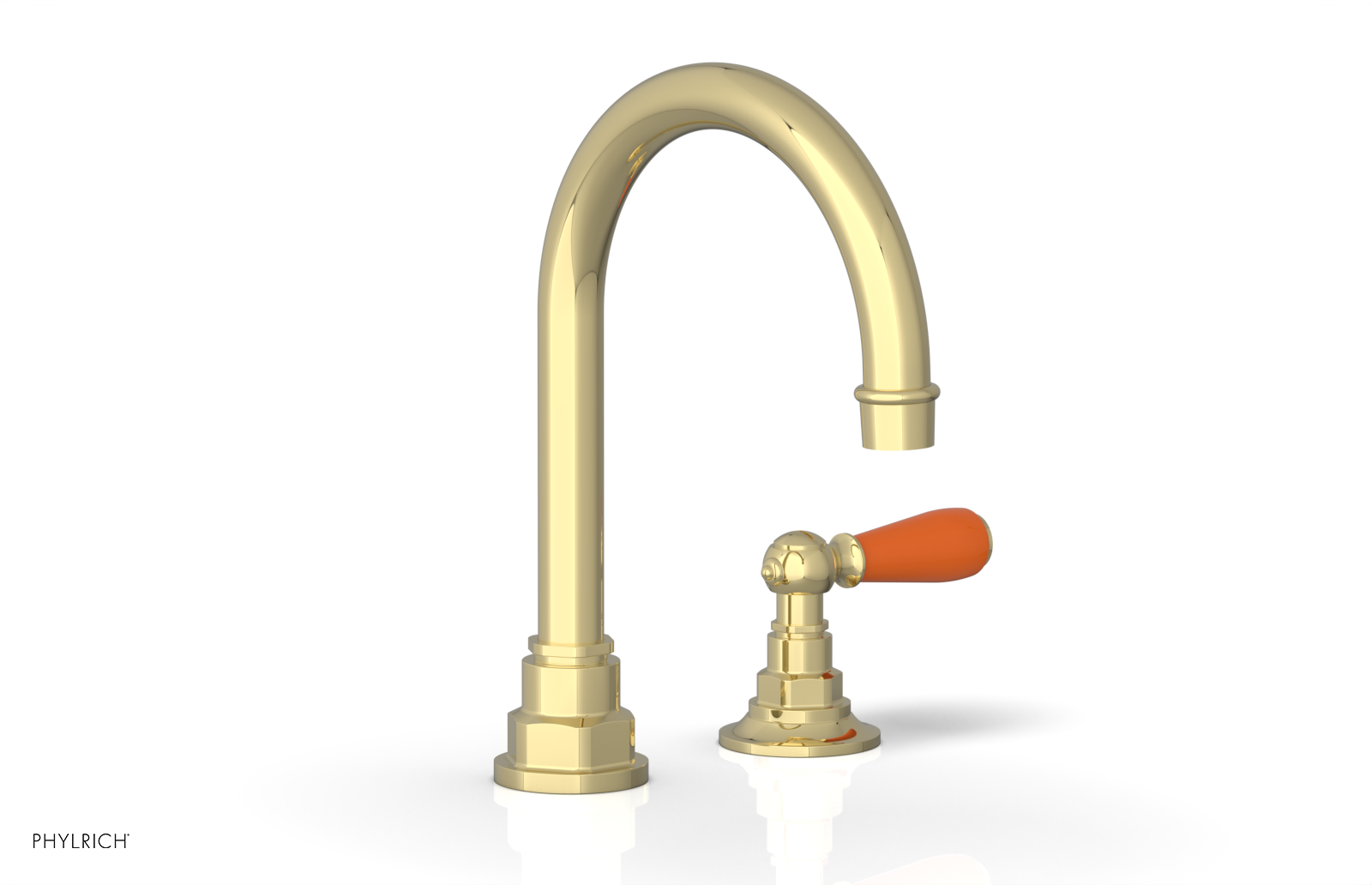 JAMESTOWN Single Handle Faucet - High Spout - Lever Handle with "Orange" Accents 165-06 — image 1