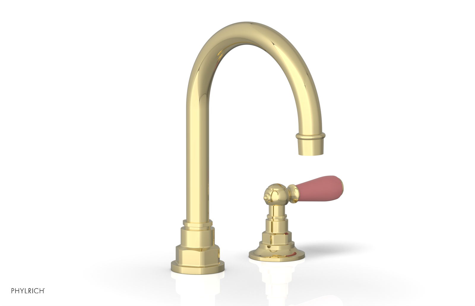 JAMESTOWN Single Handle Faucet - High Spout - Lever Handle with "Pink" Accents 165-06