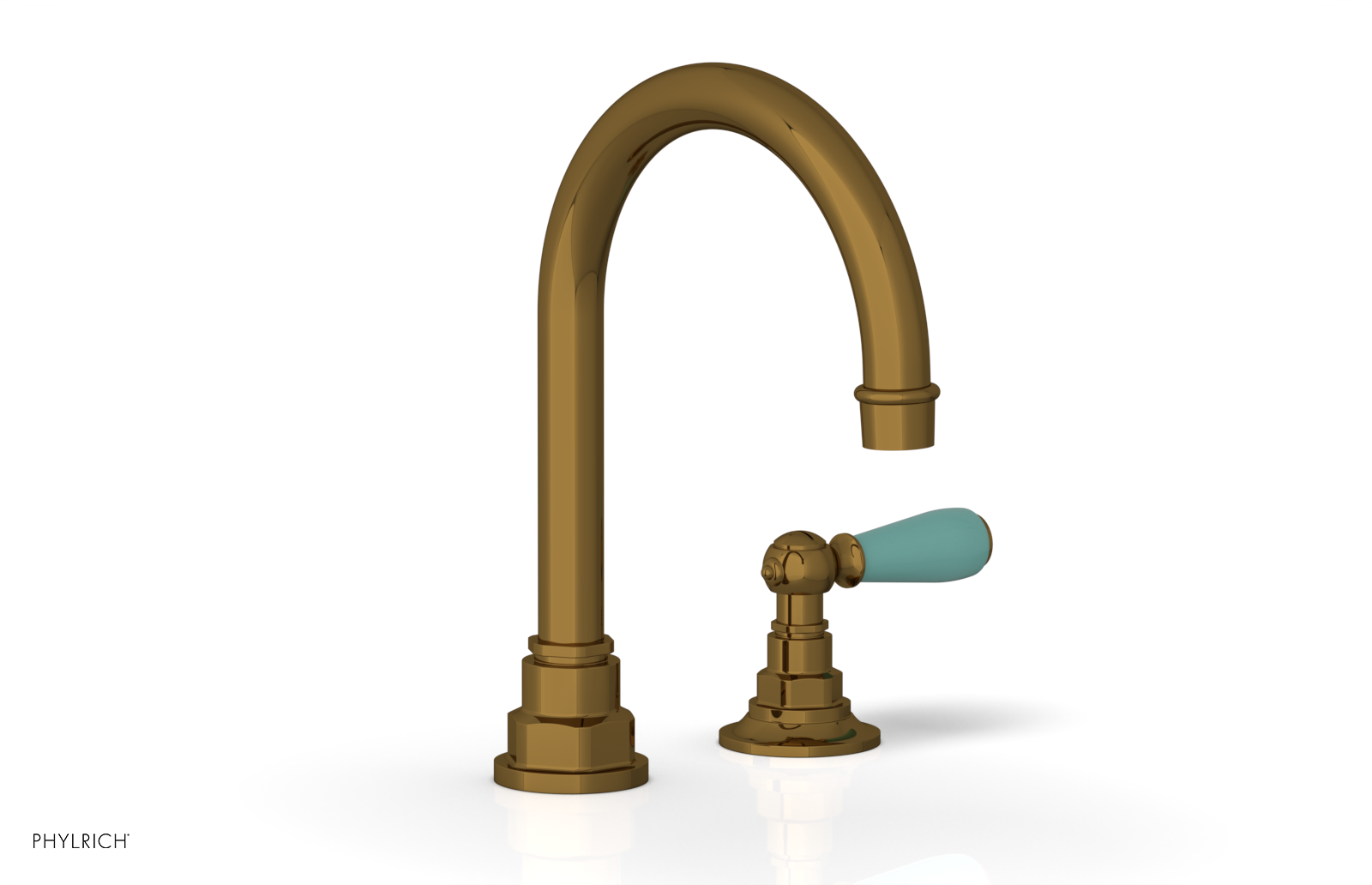 JAMESTOWN Single Handle Faucet - High Spout - Lever Handle with "Turqoise" Accents 165-06 — image 1