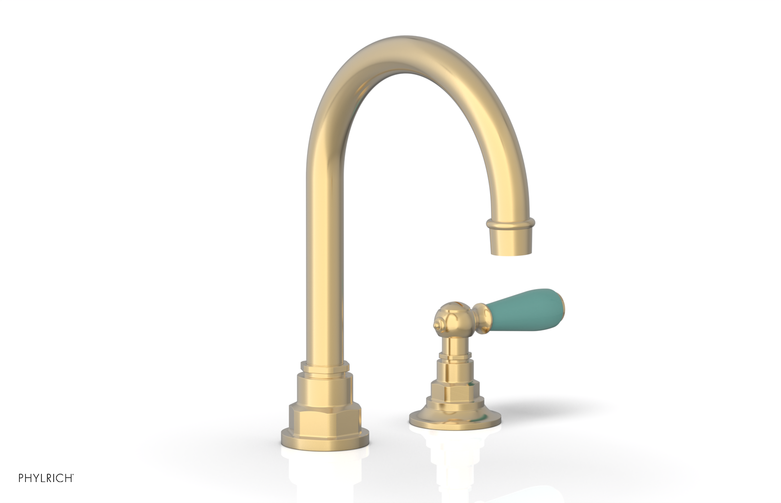 JAMESTOWN Single Handle Faucet - High Spout - Lever Handle with "Turqoise" Accents 165-06 — thumbnail 3