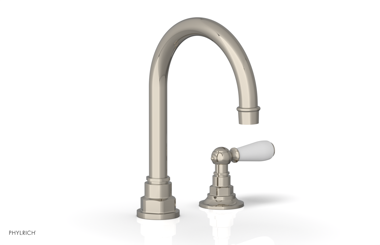 JAMESTOWN Single Handle Faucet - High Spout - Lever Handle with "White" Accents 165-06 — thumbnail 3