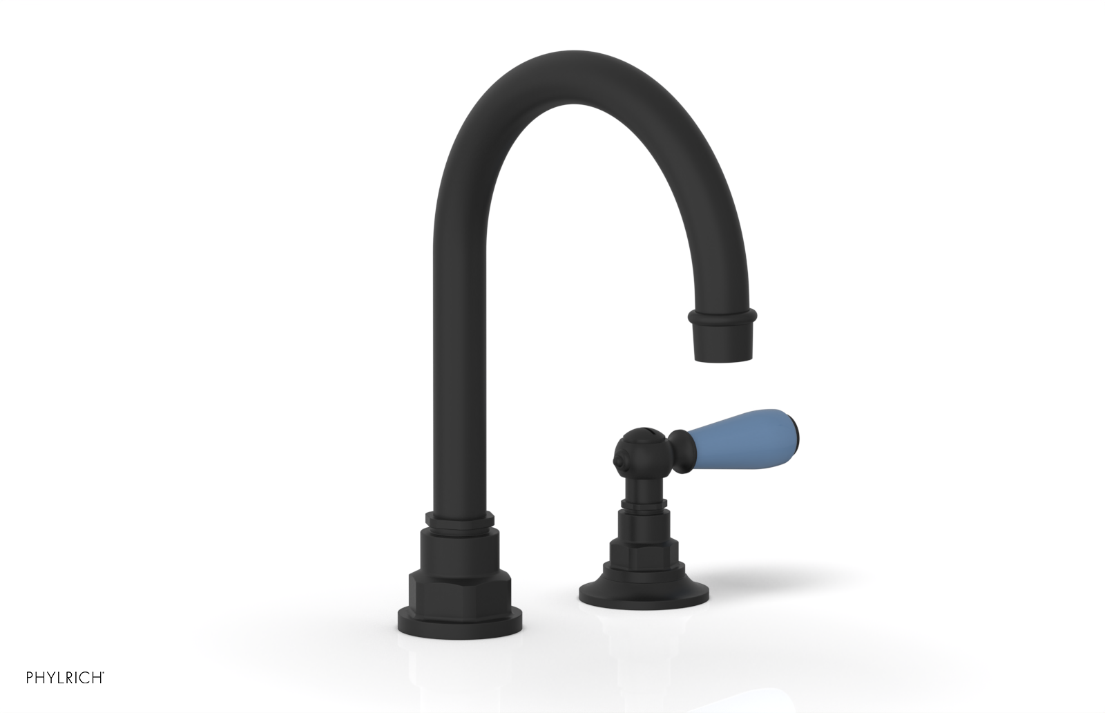JAMESTOWN Single Handle Faucet - High Spout - Lever Handle with "Light Blue" Accents 165-06
