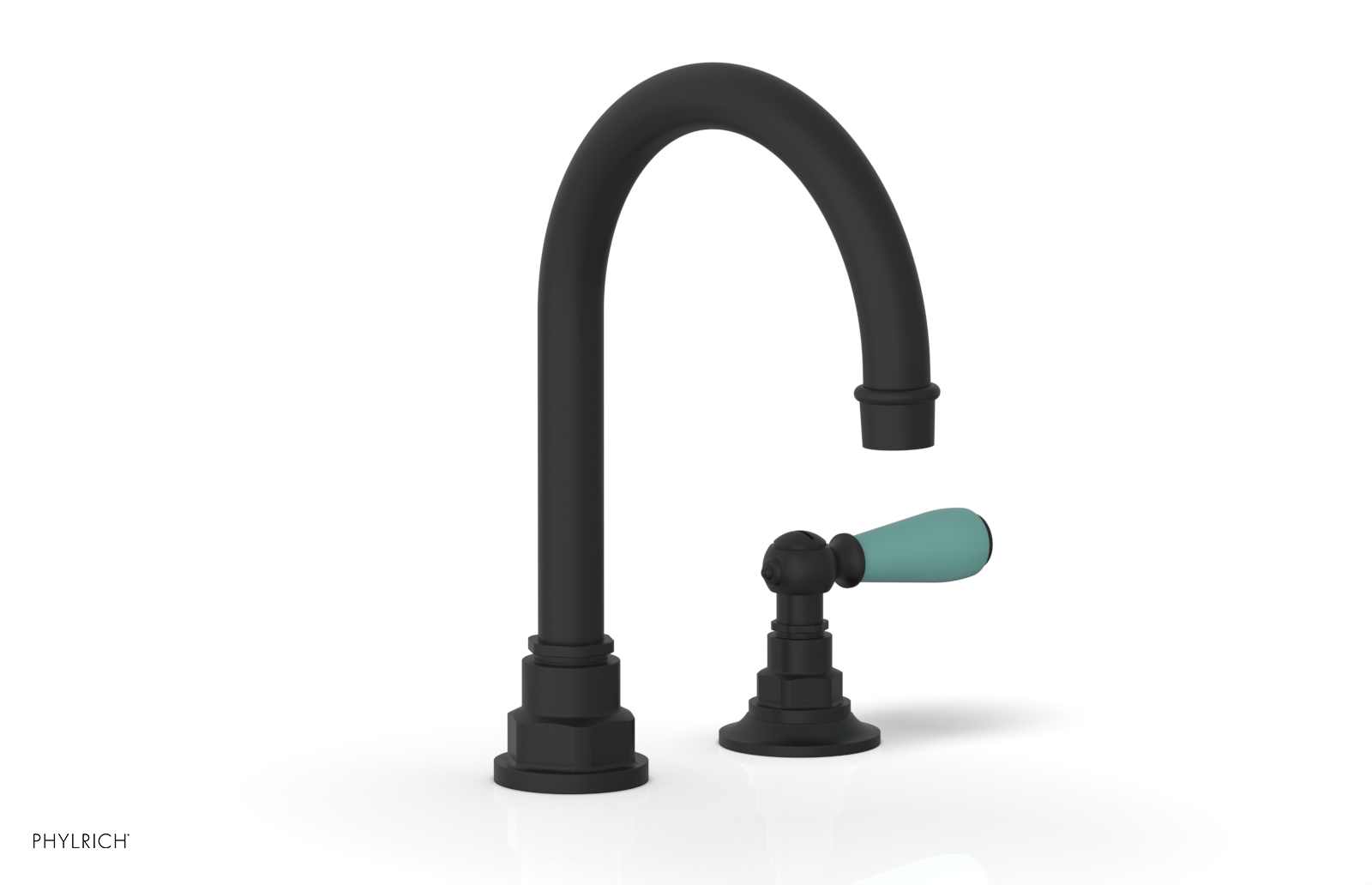 JAMESTOWN Single Handle Faucet - High Spout - Lever Handle with "Turqoise" Accents 165-06