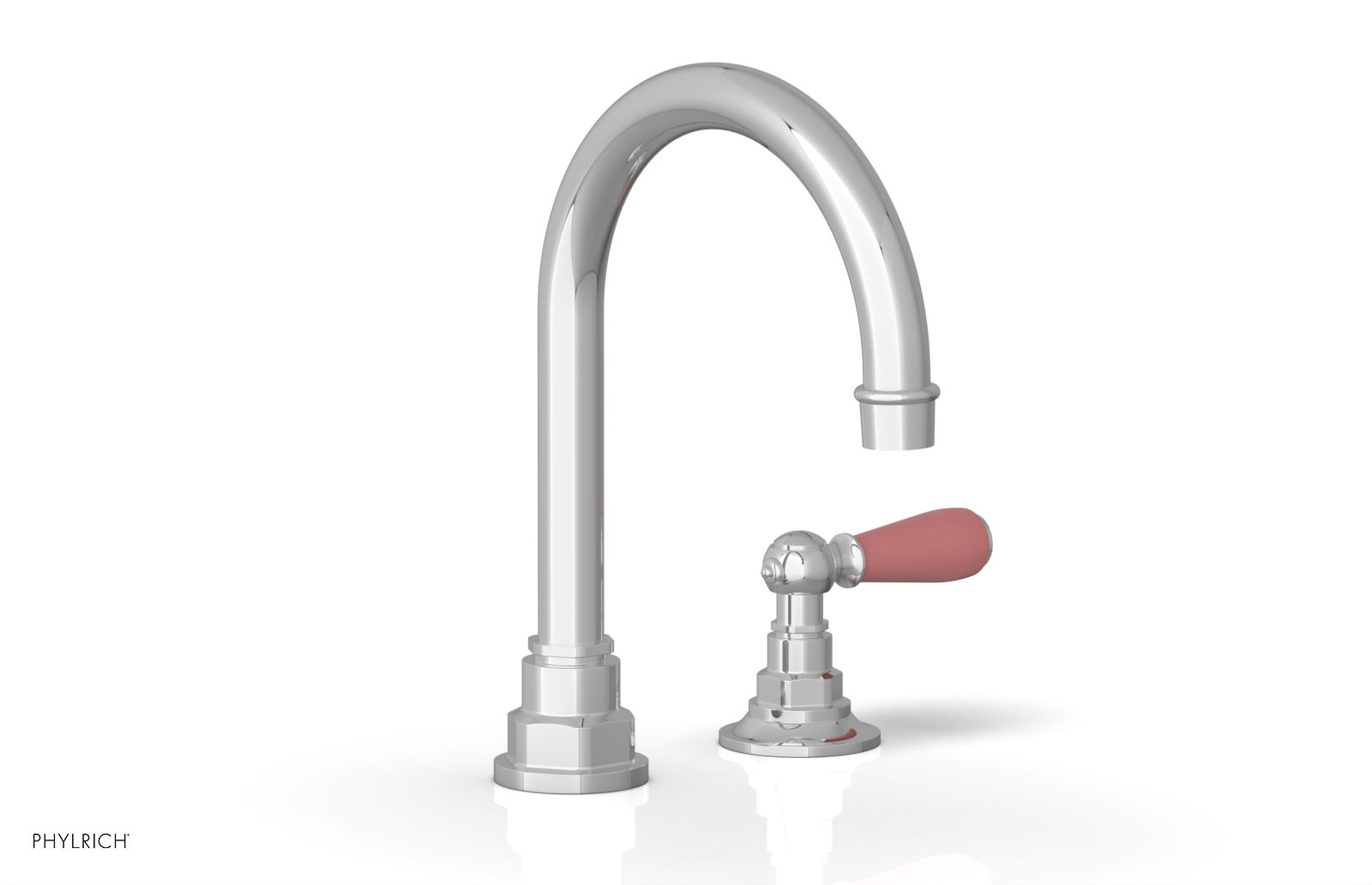 JAMESTOWN Single Handle Faucet - High Spout - Lever Handle with "Pink" Accents 165-06 — thumbnail 2