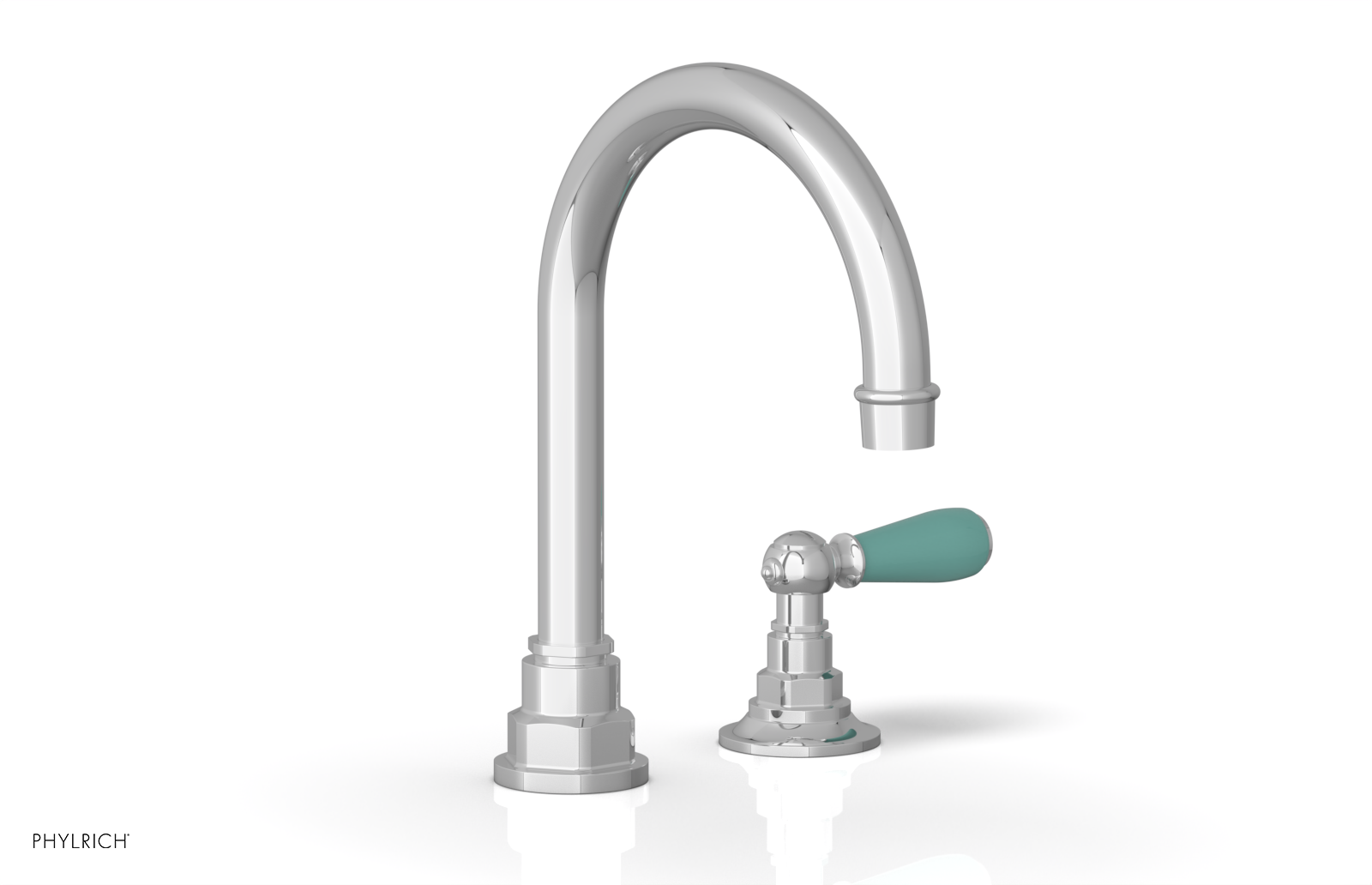 JAMESTOWN Single Handle Faucet - High Spout - Lever Handle with "Turqoise" Accents 165-06 — thumbnail 2
