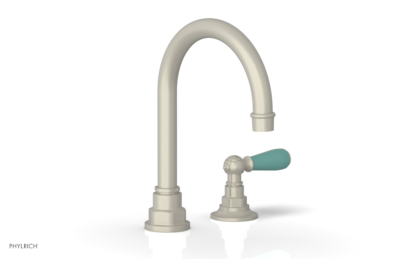 JAMESTOWN Single Handle Faucet - High Spout - Lever Handle with "Turqoise" Accents 165-06 — image 1