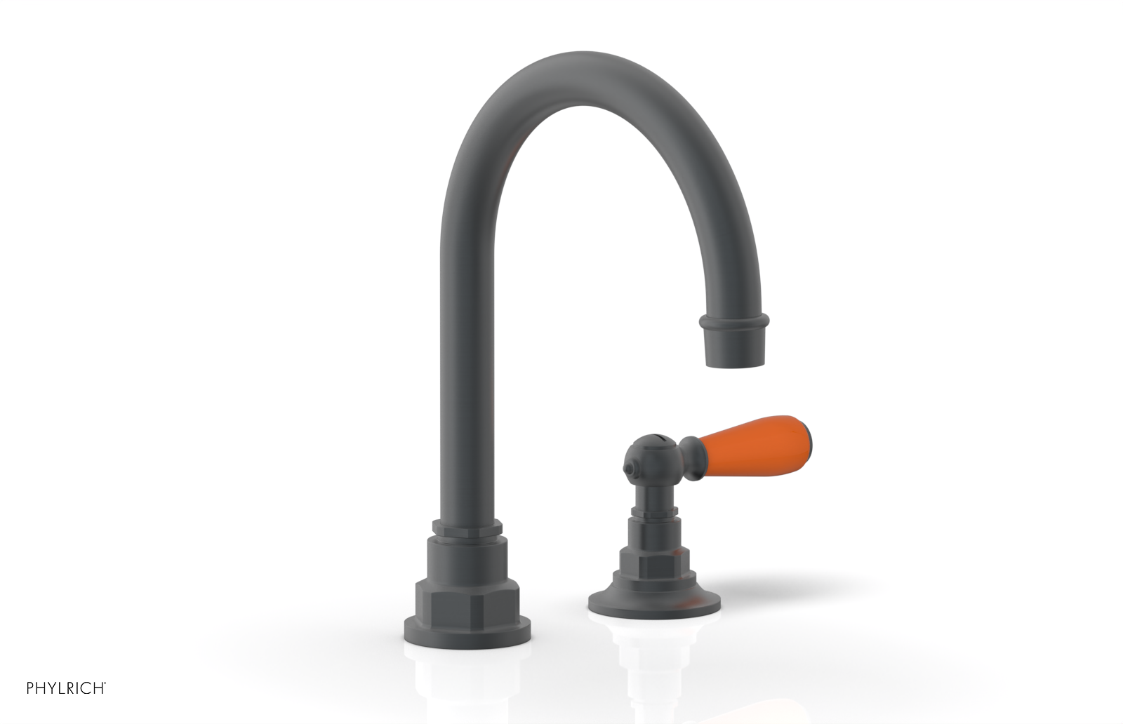 JAMESTOWN Single Handle Faucet - High Spout - Lever Handle with "Orange" Accents 165-06 — image 1