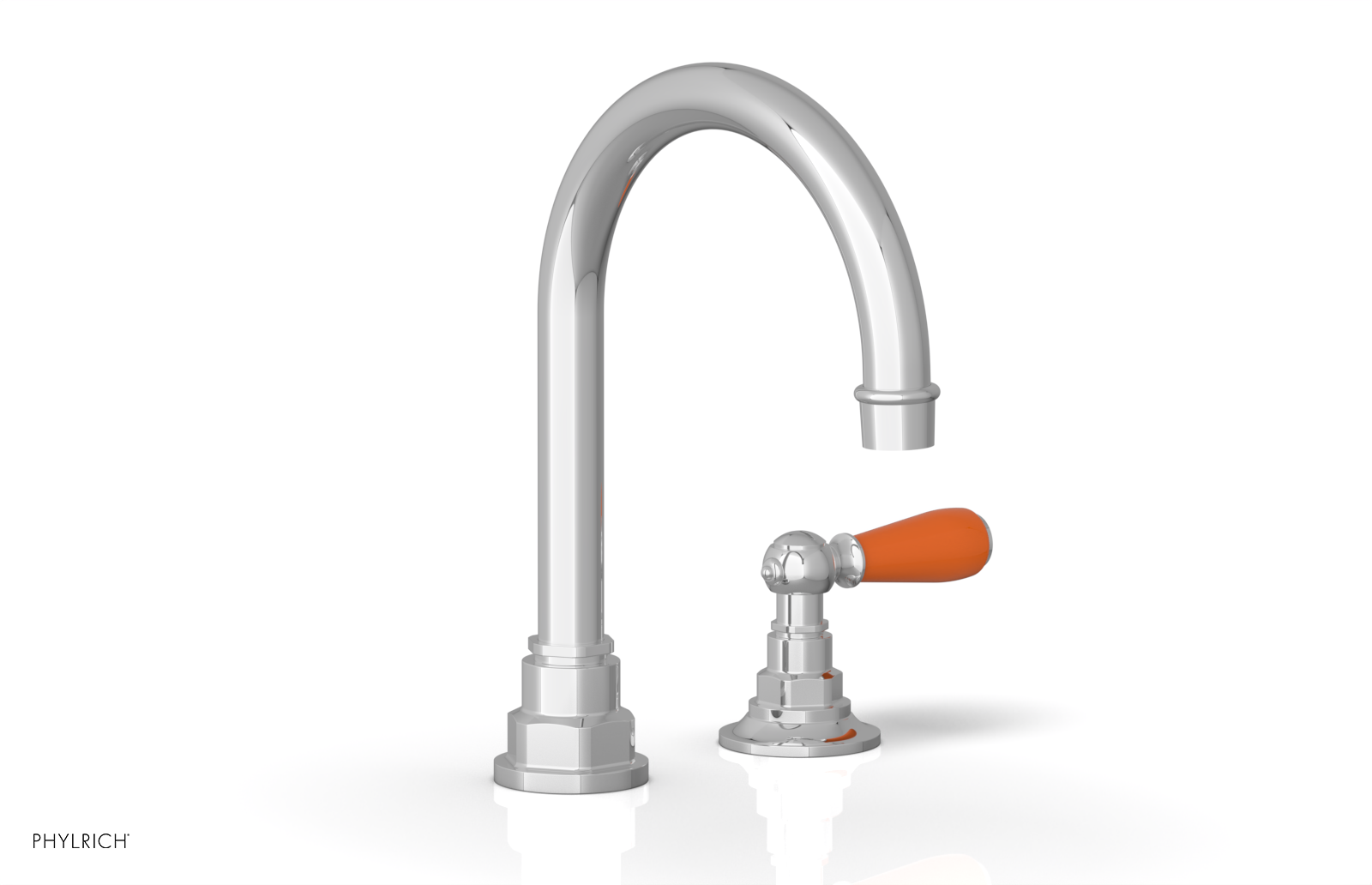 JAMESTOWN Single Handle Faucet - High Spout - Lever Handle with "Orange" Accents 165-06 — thumbnail 2