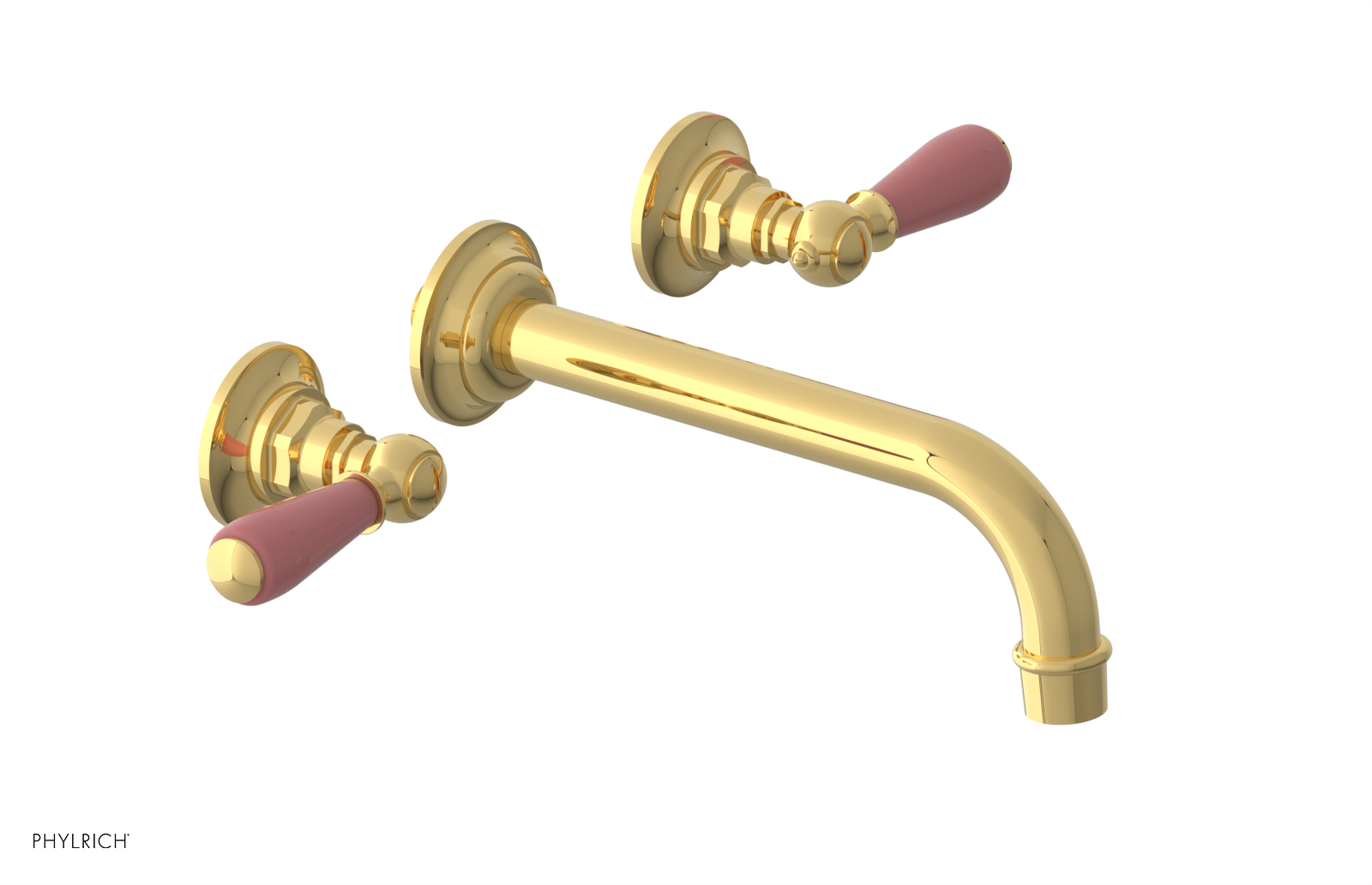 JAMESTOWN Wall Lavatory Set - Lever Handle with "Pink" Accents 165-12 — image 1