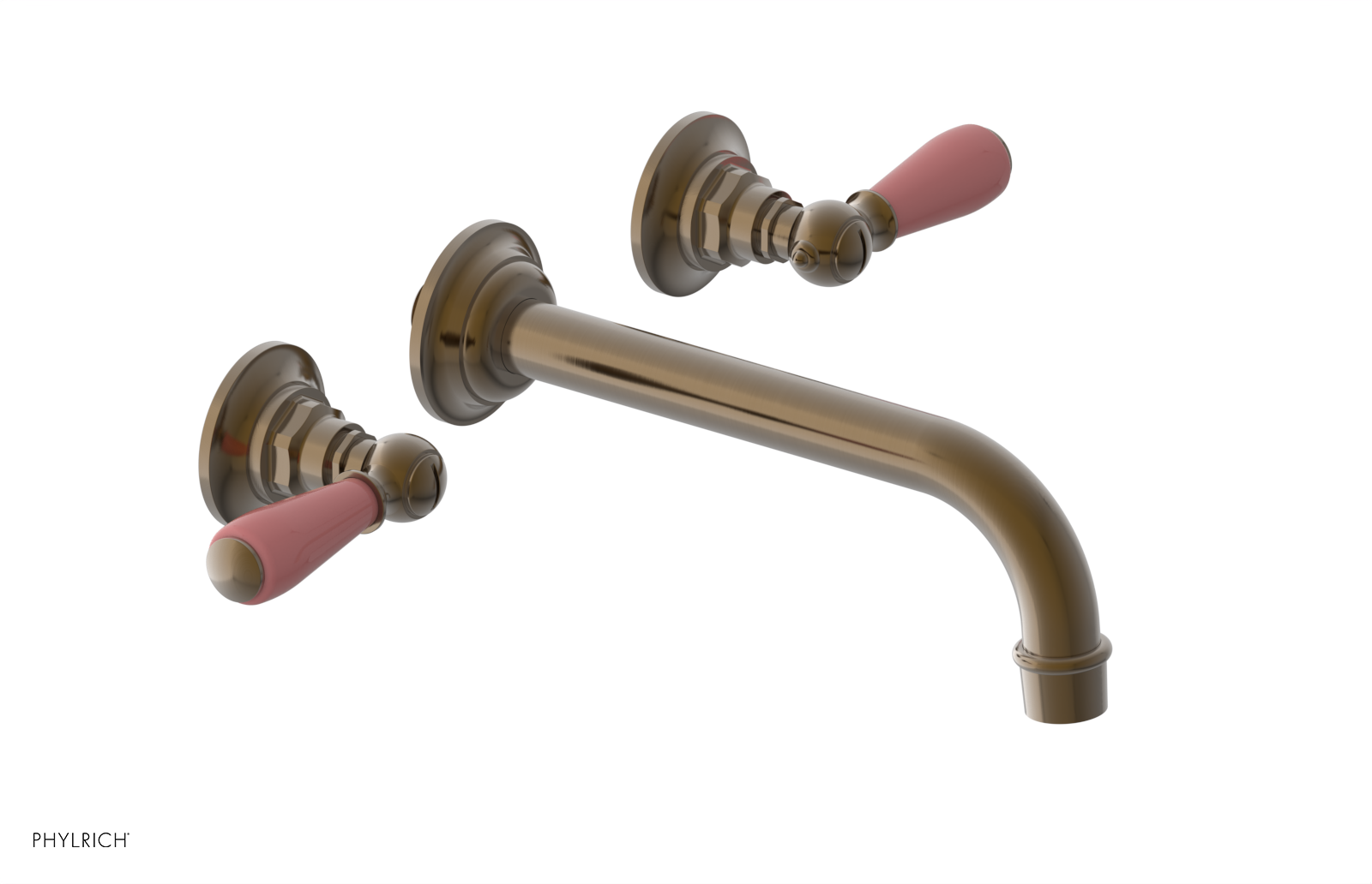 JAMESTOWN Wall Lavatory Set - Lever Handle with "Pink" Accents 165-12