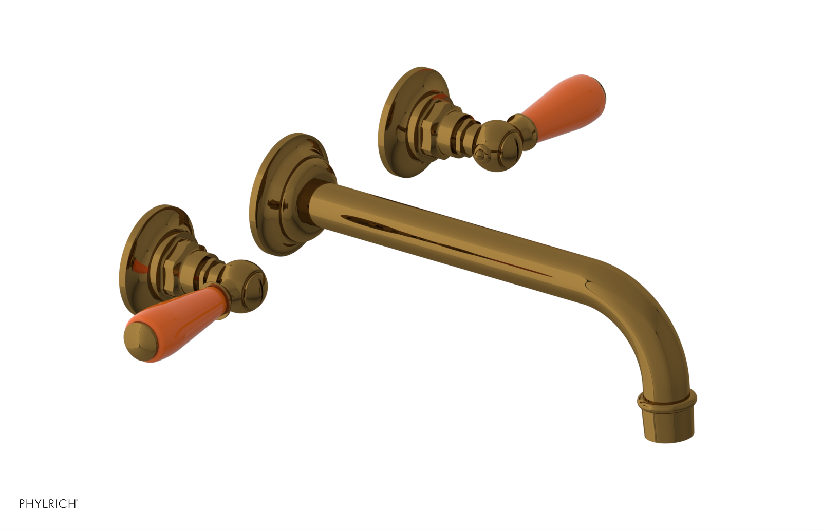 JAMESTOWN Wall Lavatory Set - 10" Spout - Lever Handle with "Orange" Accents 165-12-10 — image 1