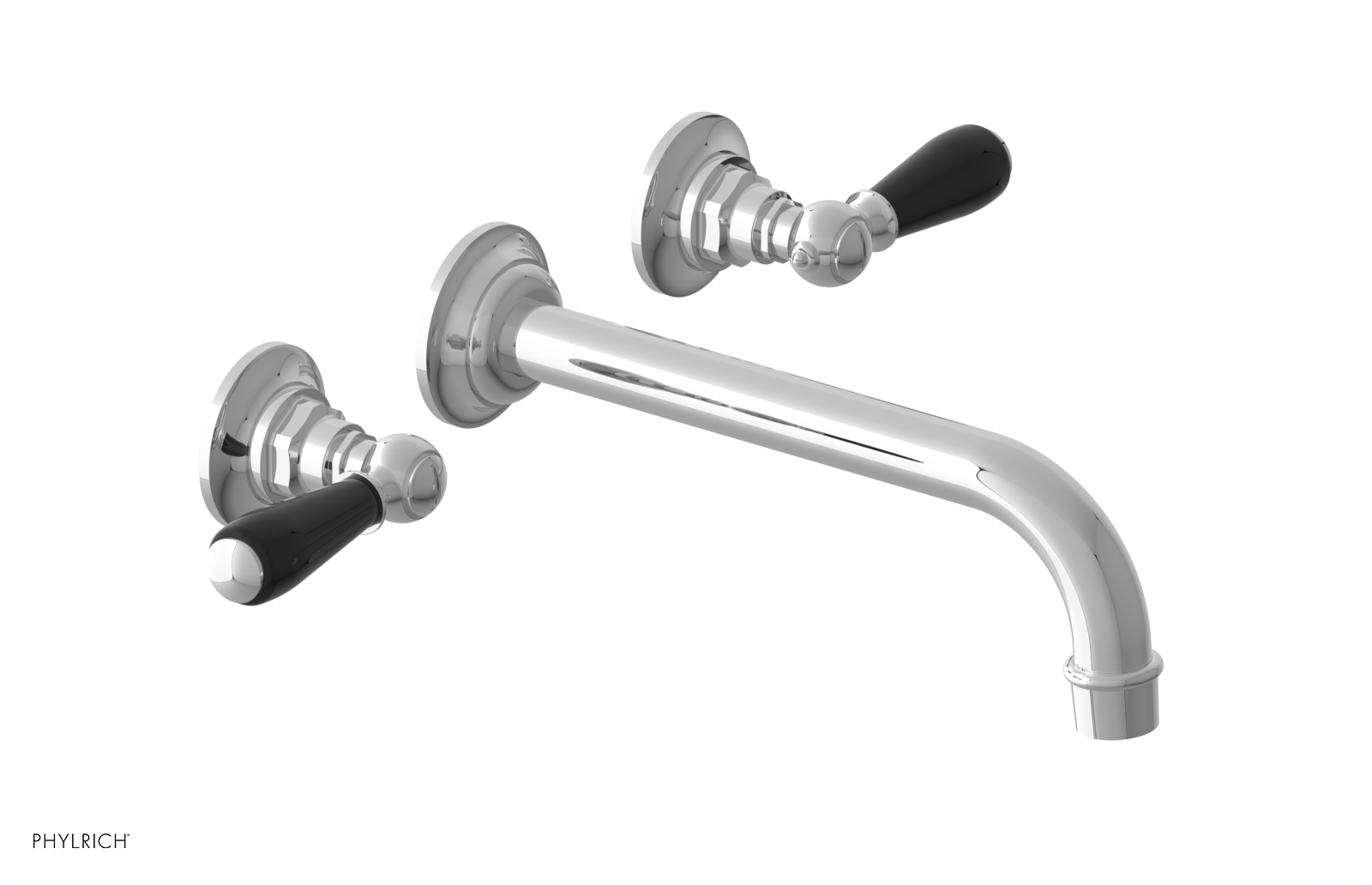 JAMESTOWN Wall Lavatory Set - 10" Spout - Lever Handle with "Black" Accents 165-12-10 — thumbnail 2