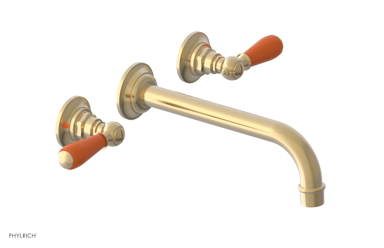 JAMESTOWN Wall Lavatory Set - 10" Spout - Lever Handle with "Orange" Accents 165-12-10 — image 1
