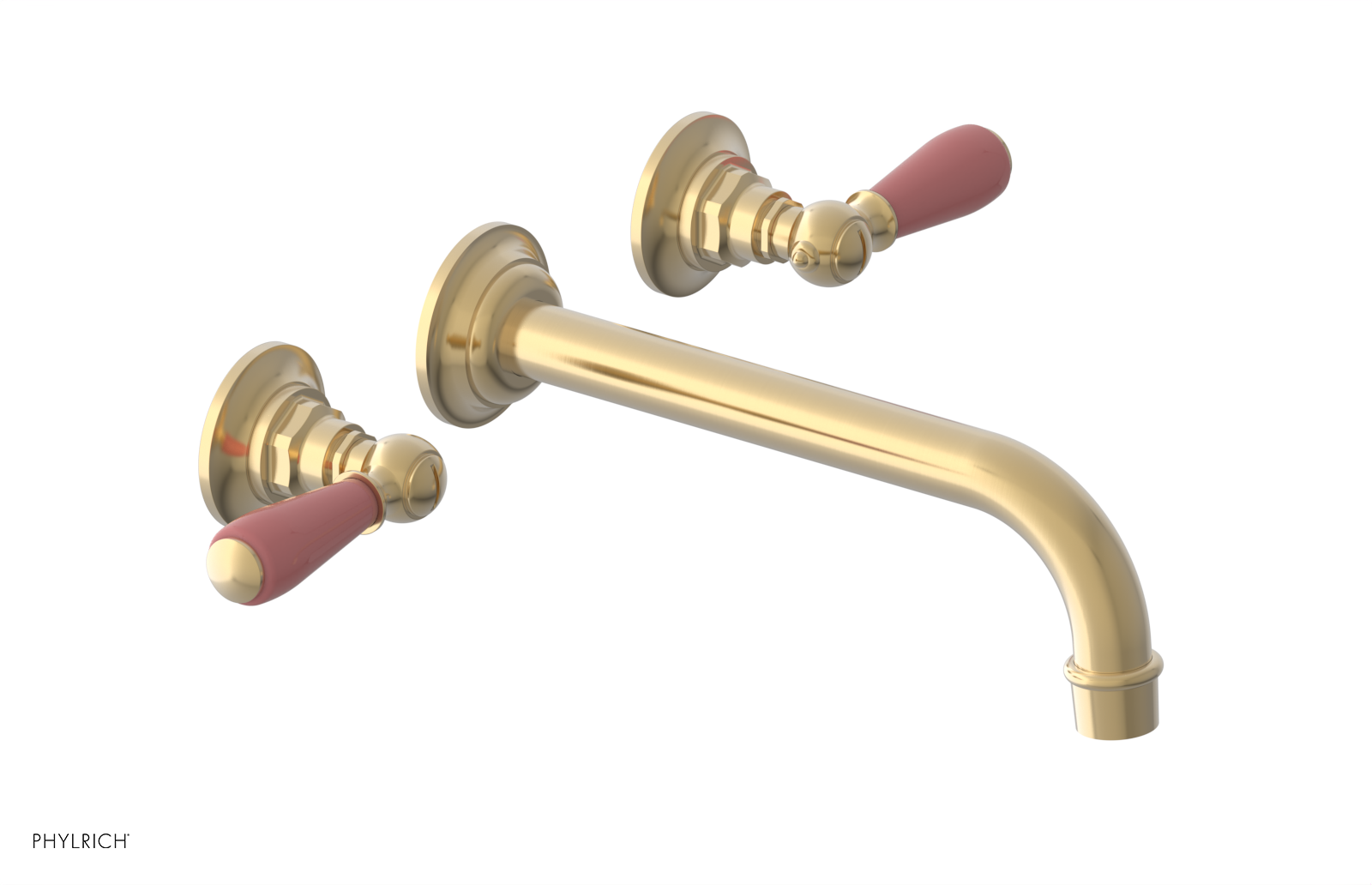 JAMESTOWN Wall Lavatory Set - 10" Spout - Lever Handle with "Pink" Accents 165-12-10 — image 1