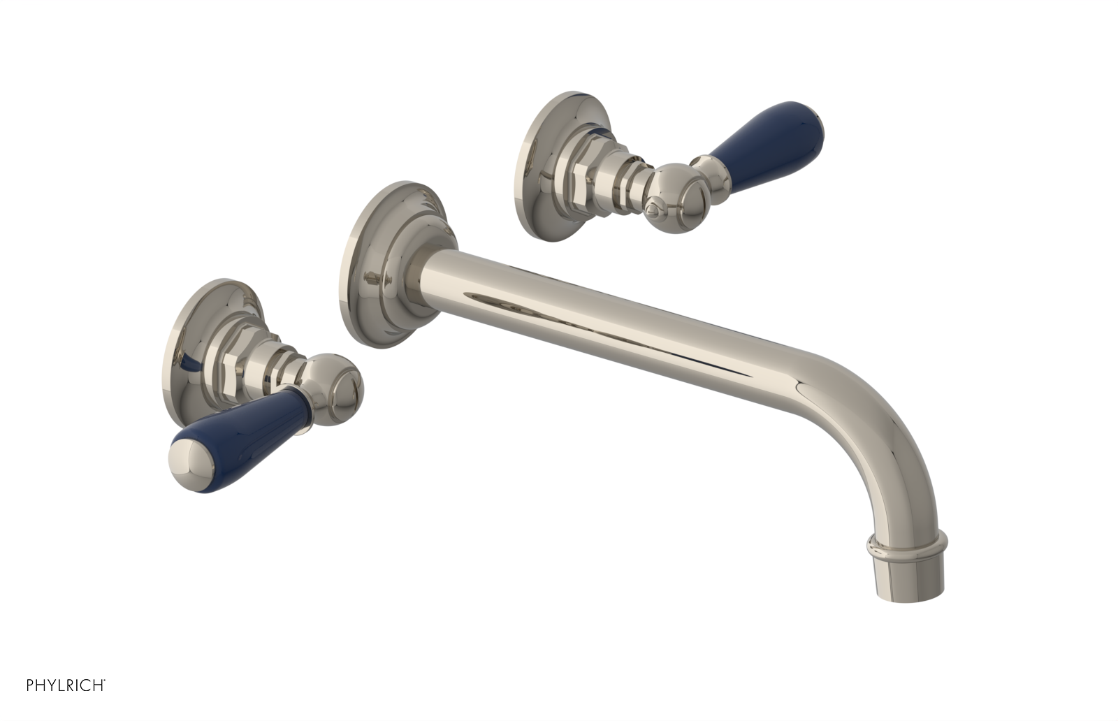 JAMESTOWN Wall Lavatory Set - 10" Spout - Lever Handle with "Navy Blue" Accents 165-12-10 — thumbnail 3