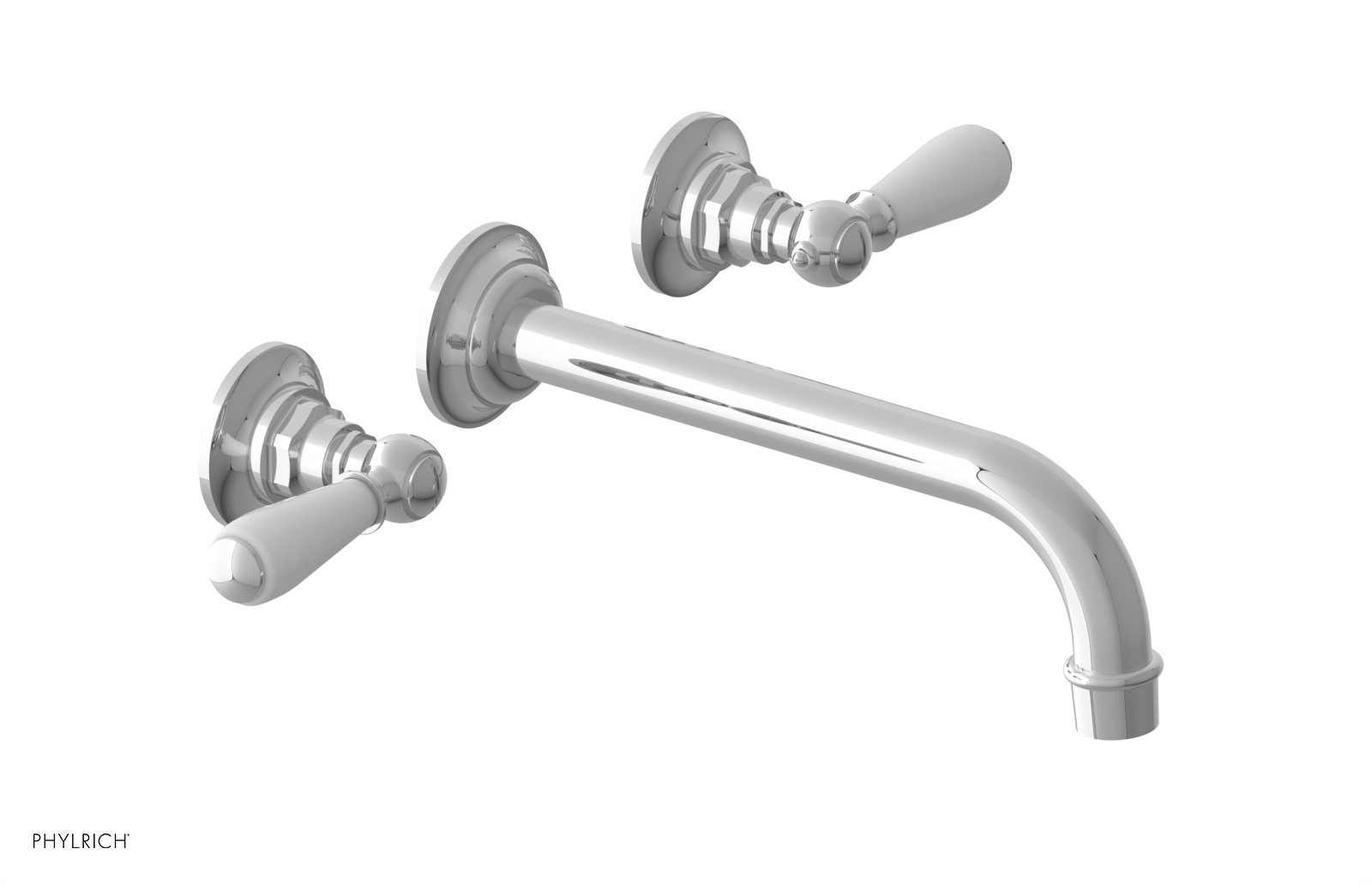 JAMESTOWN Wall Lavatory Set - 10" Spout - Lever Handle with "White" Accents 165-12-10 — thumbnail 2