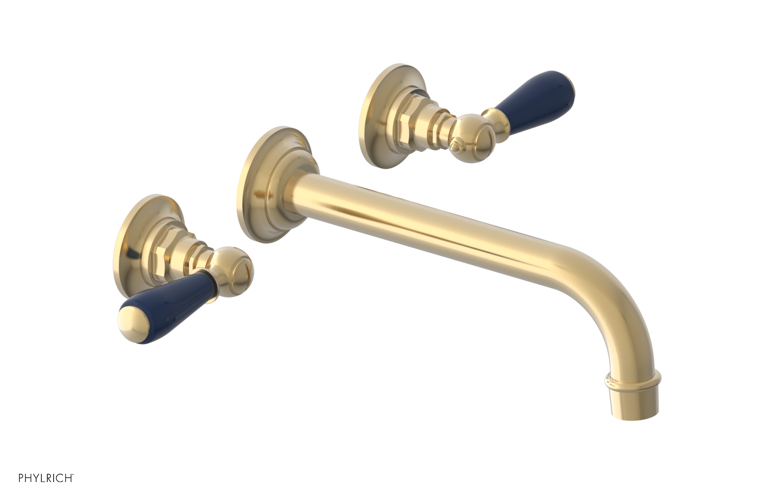 JAMESTOWN Wall Lavatory Set - 10" Spout - Lever Handle with "Navy Blue" Accents 165-12-10 — image 1