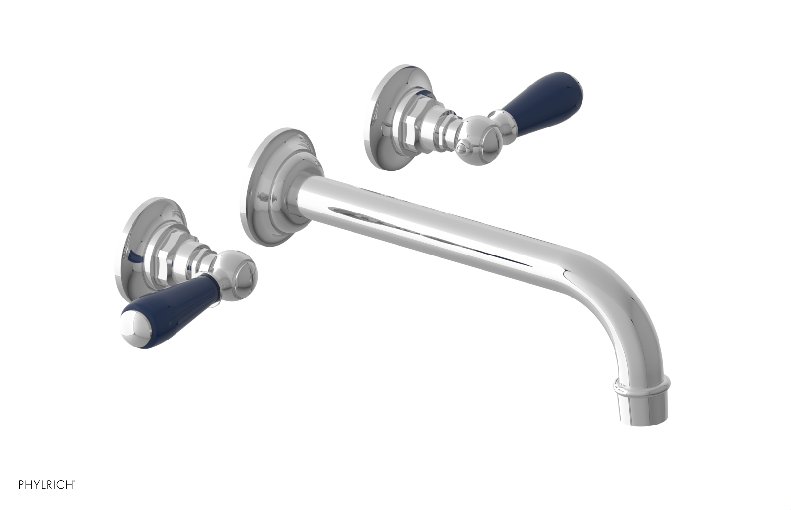 JAMESTOWN Wall Lavatory Set - 10" Spout - Lever Handle with "Navy Blue" Accents 165-12-10 — thumbnail 2