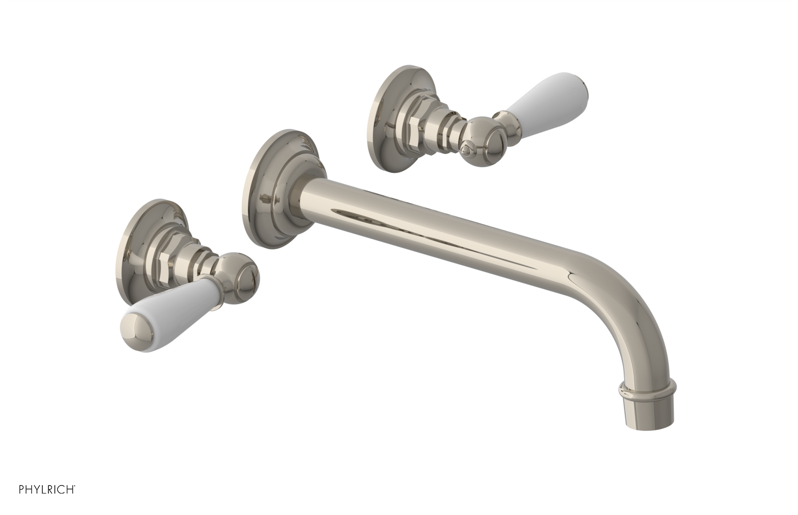 JAMESTOWN Wall Lavatory Set - 10" Spout - Lever Handle with "White" Accents 165-12-10 — image 1