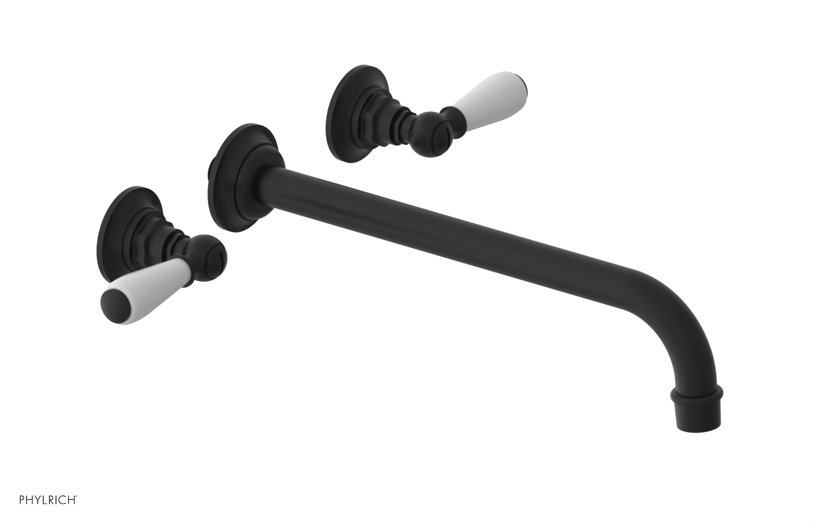 JAMESTOWN Wall Lavatory Set - 12" Spout - Lever Handle with "White" Accents 165-12-12 — image 1