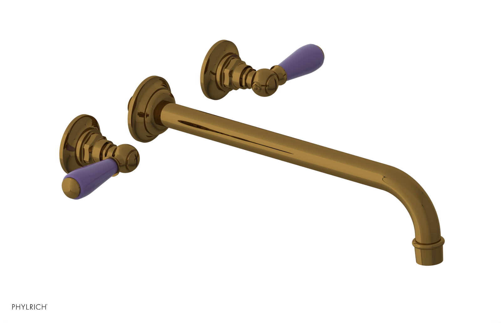 JAMESTOWN Wall Lavatory Set - 12" Spout - Lever Handle with "Purple" Accents 165-12-12 — image 1