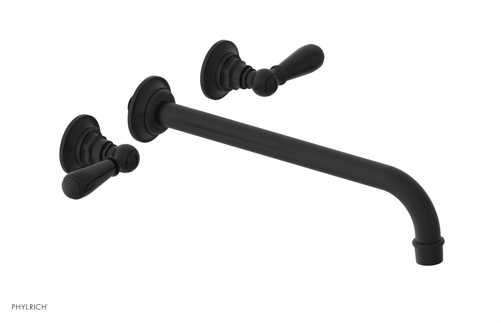 JAMESTOWN Wall Lavatory Set - 12" Spout - Lever Handle with "Black" Accents 165-12-12 — image 1