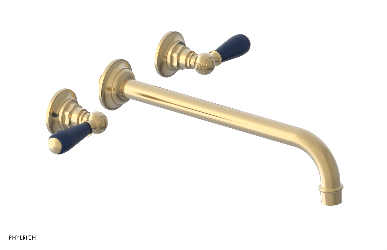 JAMESTOWN Wall Lavatory Set - 12" Spout - Lever Handle with "Navy Blue" Accents 165-12-12 — thumbnail 3
