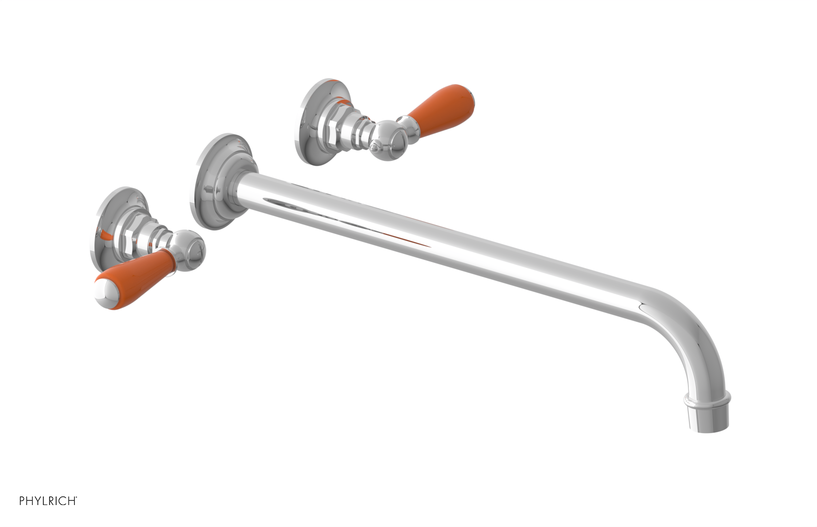 JAMESTOWN Wall Lavatory Set - 14" Spout - Lever Handle with "Orange" Accents 165-12-14 — thumbnail 2