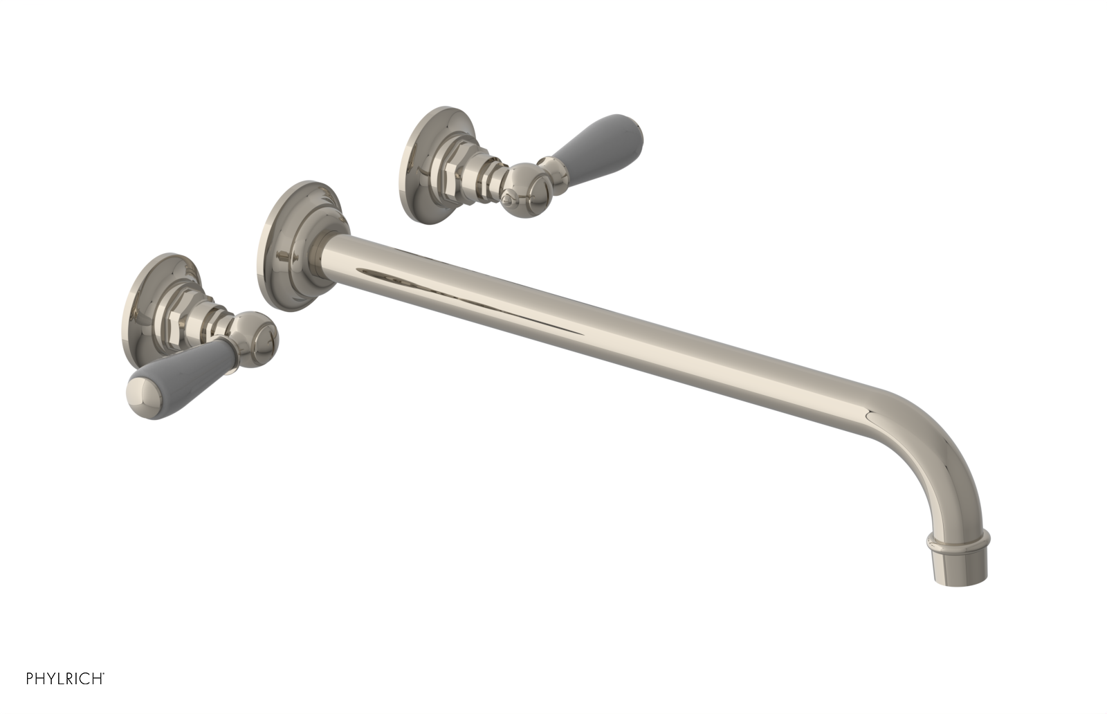 JAMESTOWN Wall Lavatory Set - 14" Spout - Lever Handle with "Grey" Accents 165-12-14 — thumbnail 3