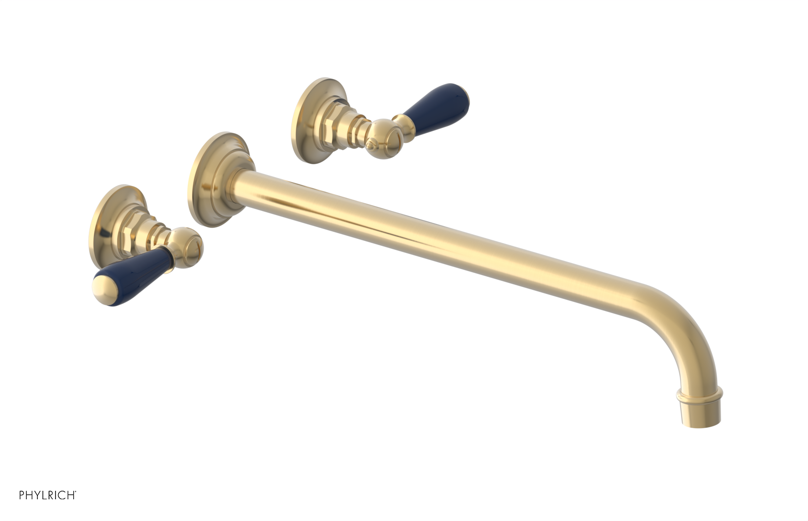 JAMESTOWN Wall Lavatory Set - 14" Spout - Lever Handle with "Navy Blue" Accents 165-12-14 — thumbnail 2