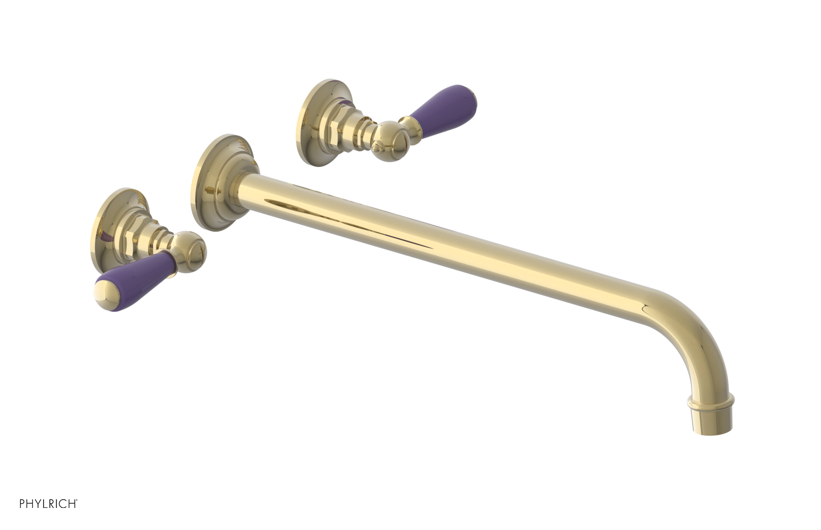 JAMESTOWN Wall Lavatory Set - 14" Spout - Lever Handle with "Purple" Accents 165-12-14 — image 1