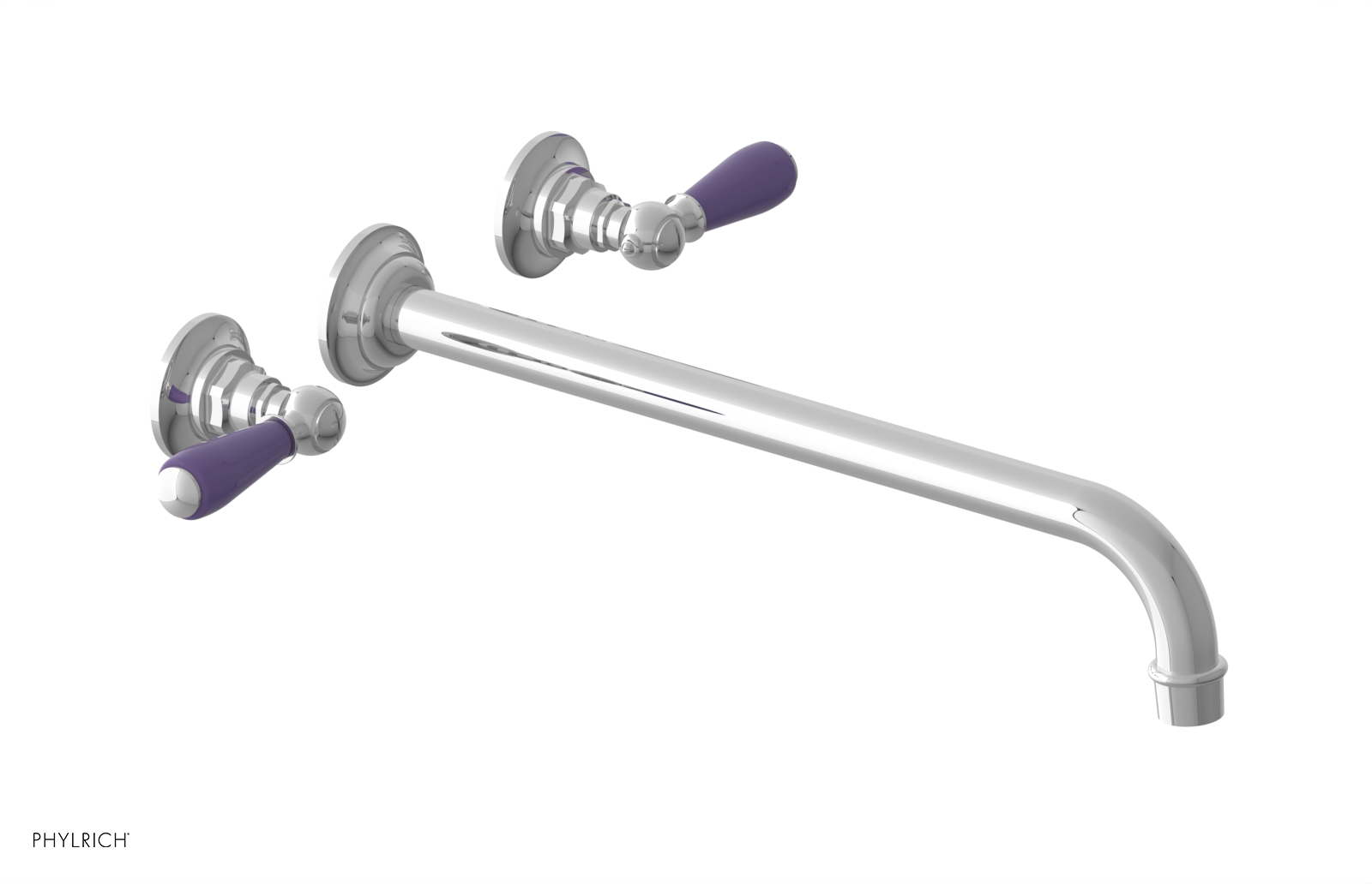 JAMESTOWN Wall Lavatory Set - 14" Spout - Lever Handle with "Purple" Accents 165-12-14 — thumbnail 2