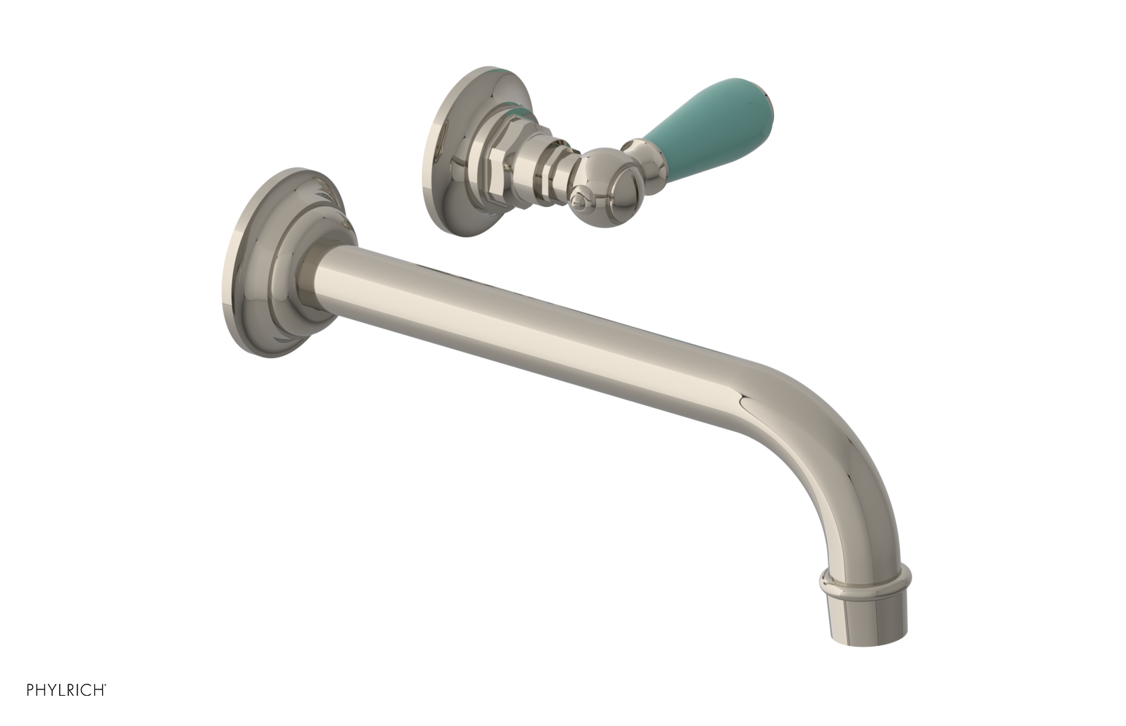 JAMESTOWN Single Handle Wall Lavatory Set - 10" Spout with "Turqoise" Accents 165-16-10 — thumbnail 3