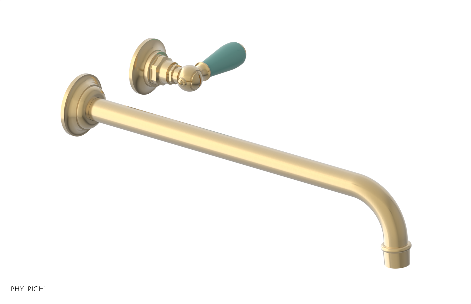 JAMESTOWN Single Handle Wall Lavatory Set - 14" Spout with "Turqoise" Accents 165-16-14 — thumbnail 2