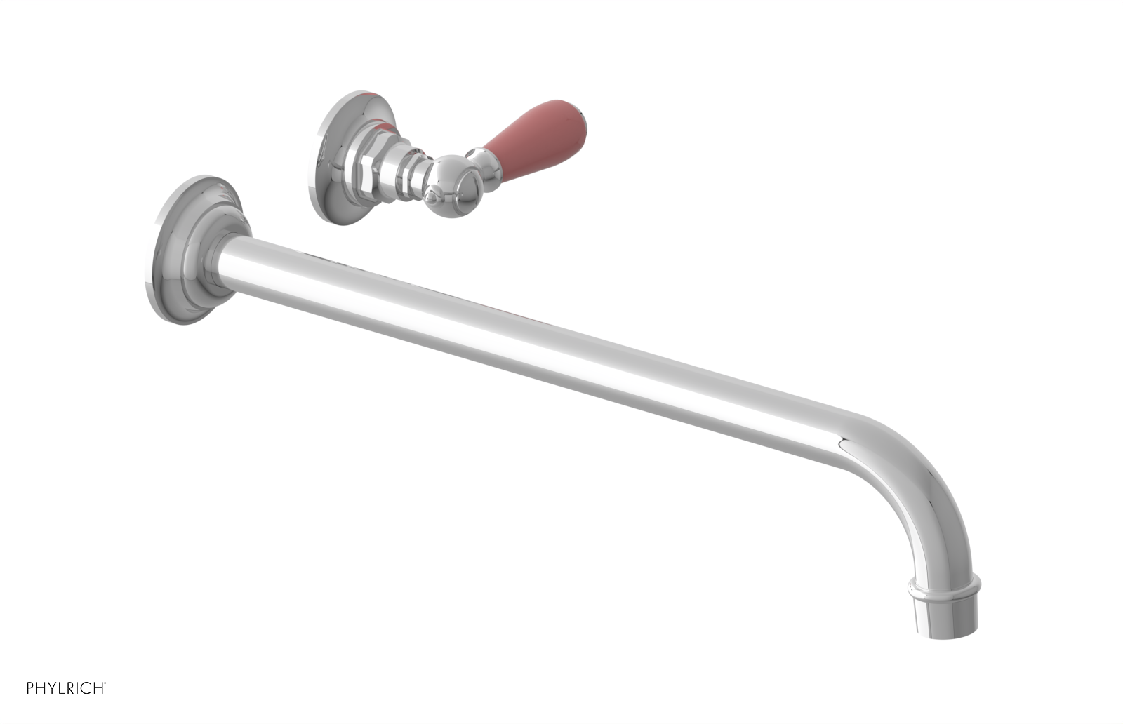 JAMESTOWN Single Handle Wall Lavatory Set - 14" Spout with "Pink" Accents 165-16-14 — thumbnail 2