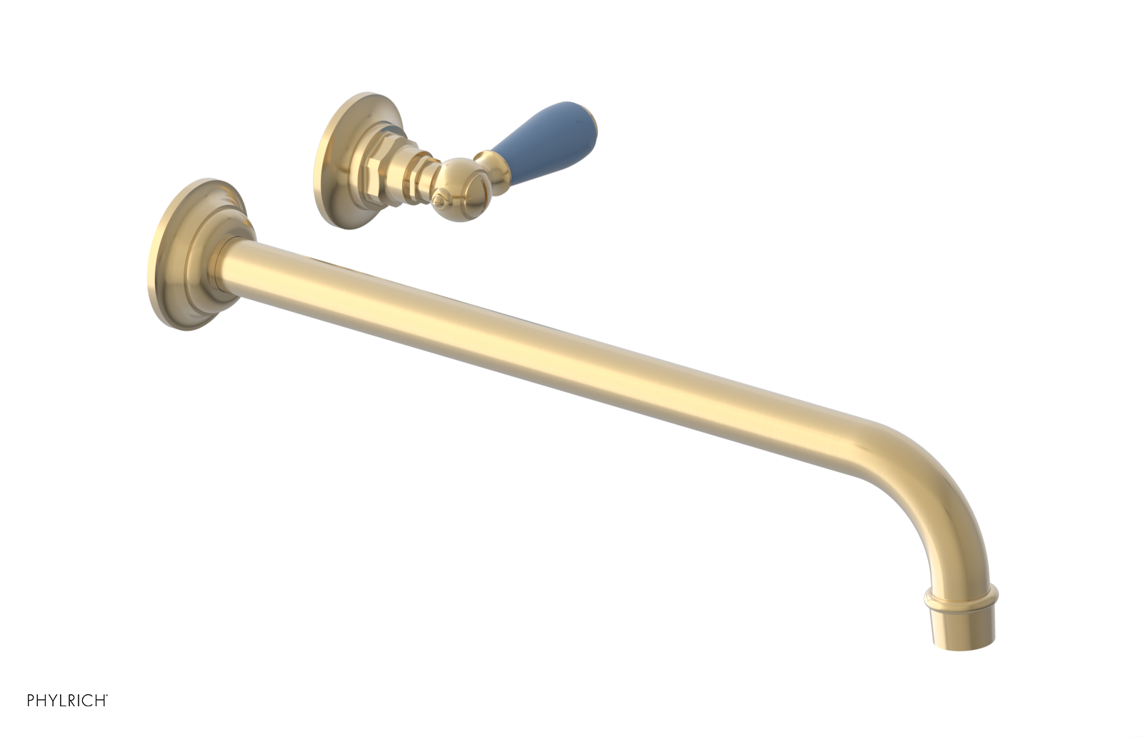 JAMESTOWN Single Handle Wall Lavatory Set - 14" Spout with "Light blue" Accents 165-16-14 — thumbnail 2