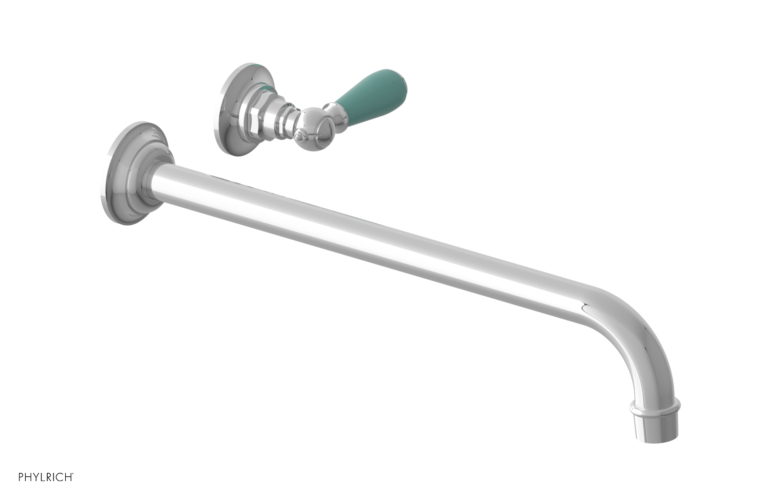 JAMESTOWN Single Handle Wall Lavatory Set - 14" Spout with "Turqoise" Accents 165-16-14 — image 1