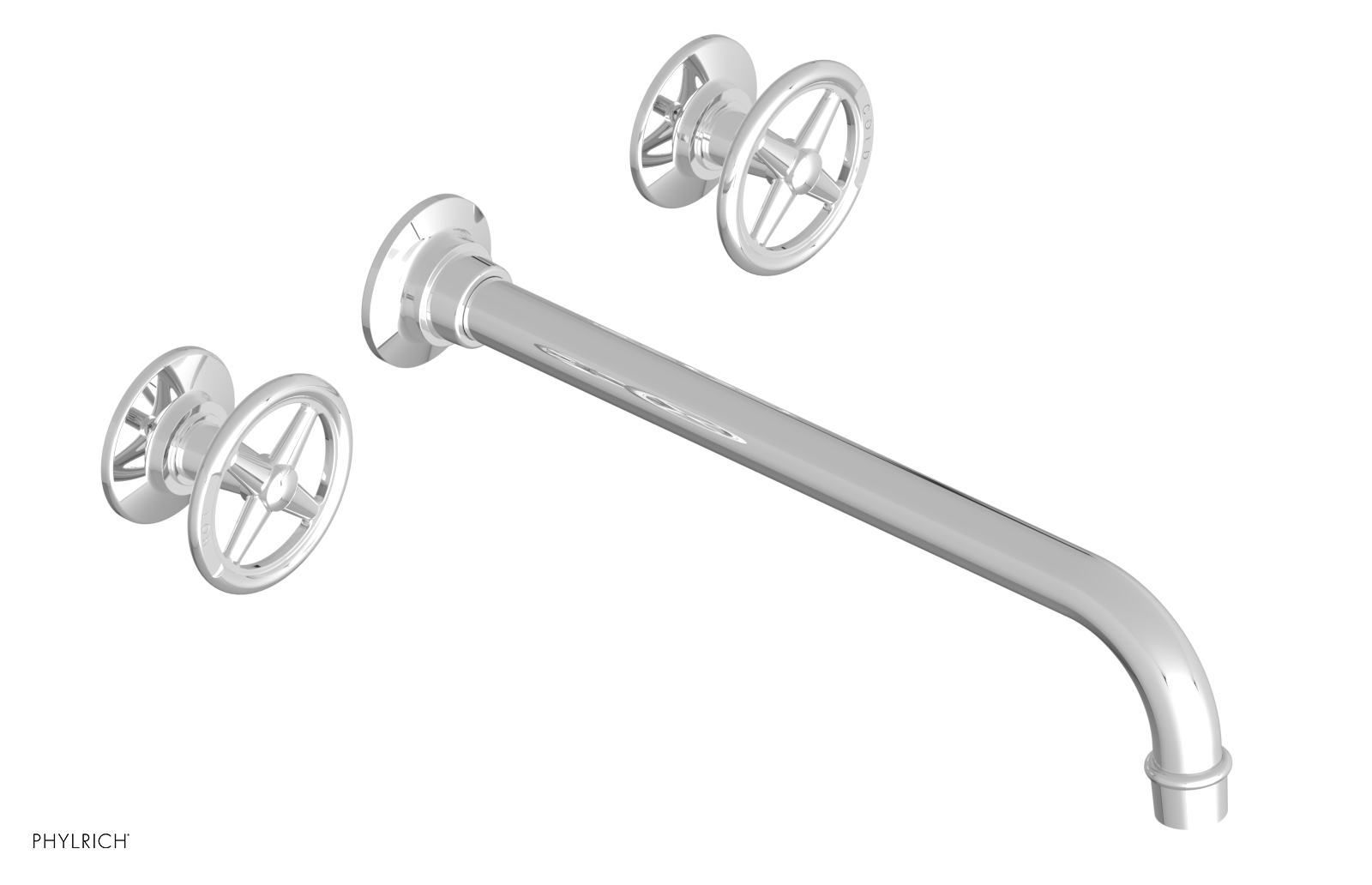 WORKS Wall Lavatory Set 12" Spout - Cross Handles 220-11-12 — thumbnail 2