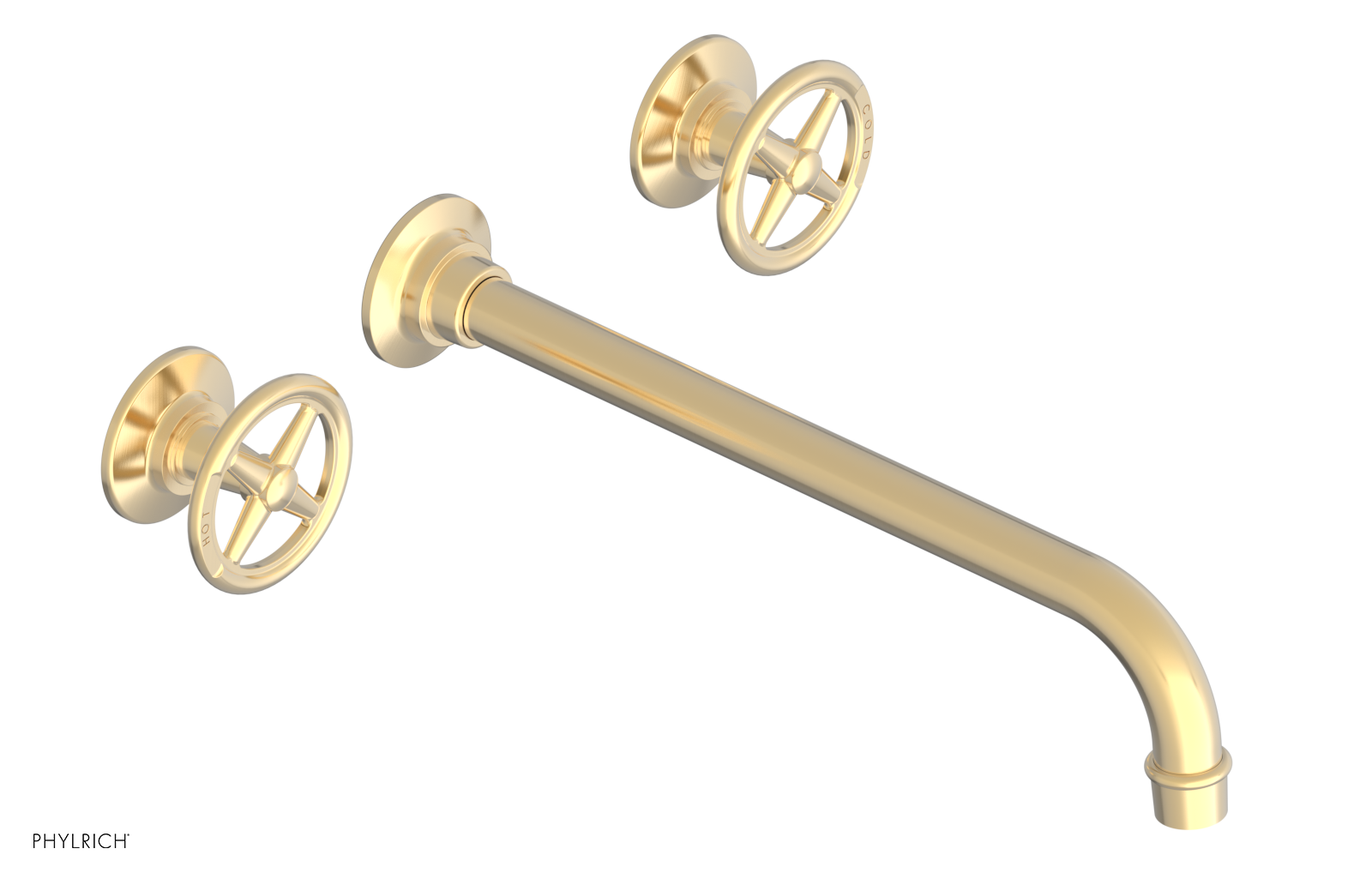 WORKS Wall Lavatory Set 12" Spout - Cross Handles 220-11-12 — thumbnail 3