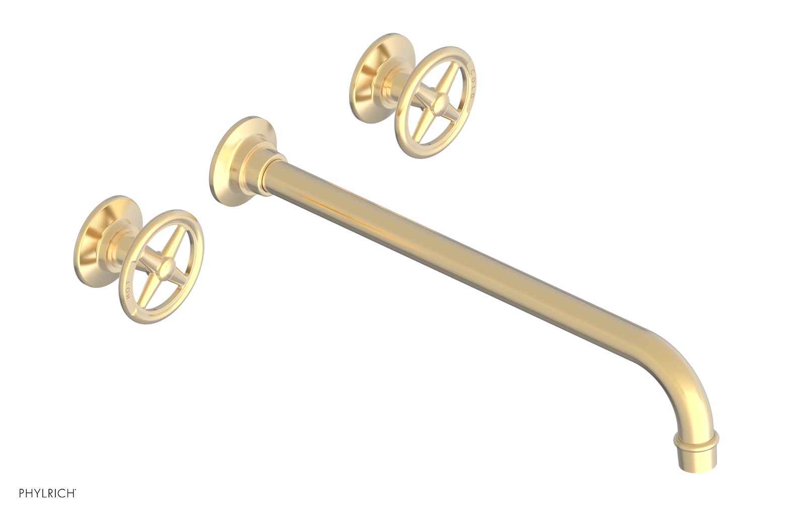 WORKS Wall Lavatory Set 14" Spout - Cross Handles 220-11-14 — thumbnail 2