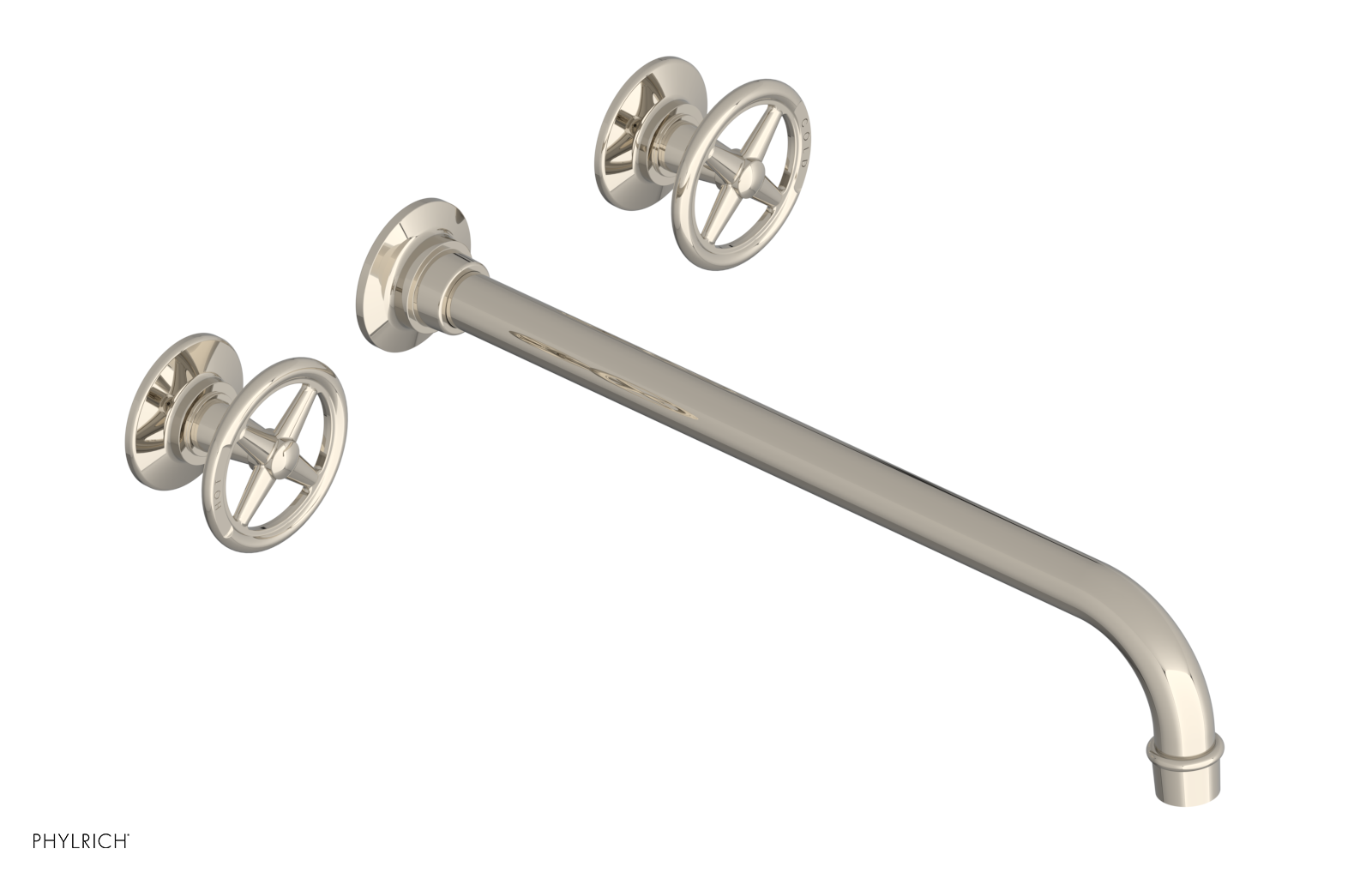 WORKS Wall Lavatory Set 14" Spout - Cross Handles 220-11-14 — thumbnail 3