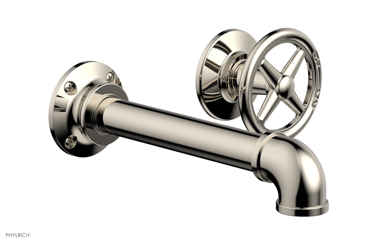 WORKS 2 Single Handle Wall Lavatory Set - Cross Handles 221-15 — image 1