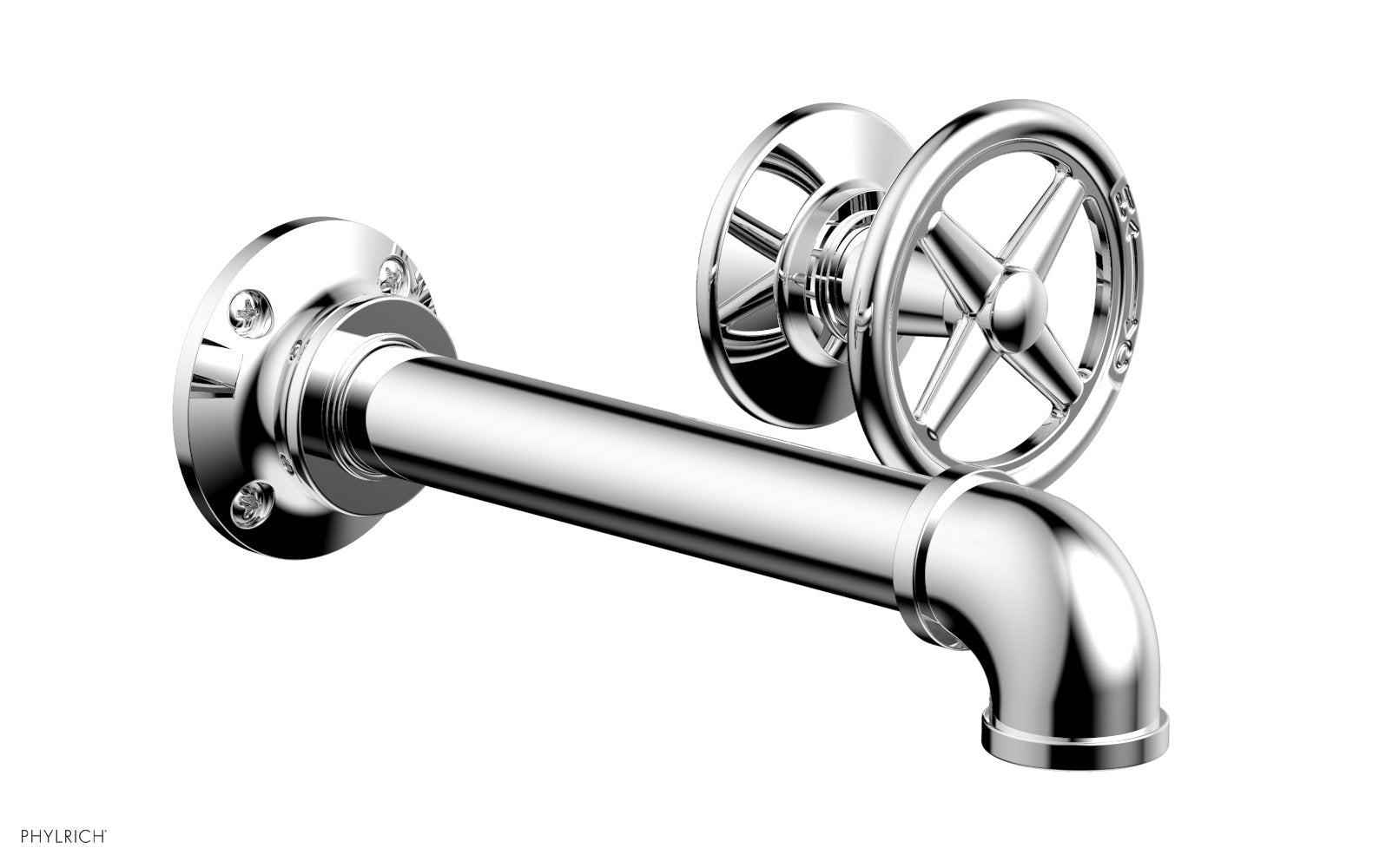 WORKS 2 Single Handle Wall Lavatory Set - Cross Handles 221-15 — image 1