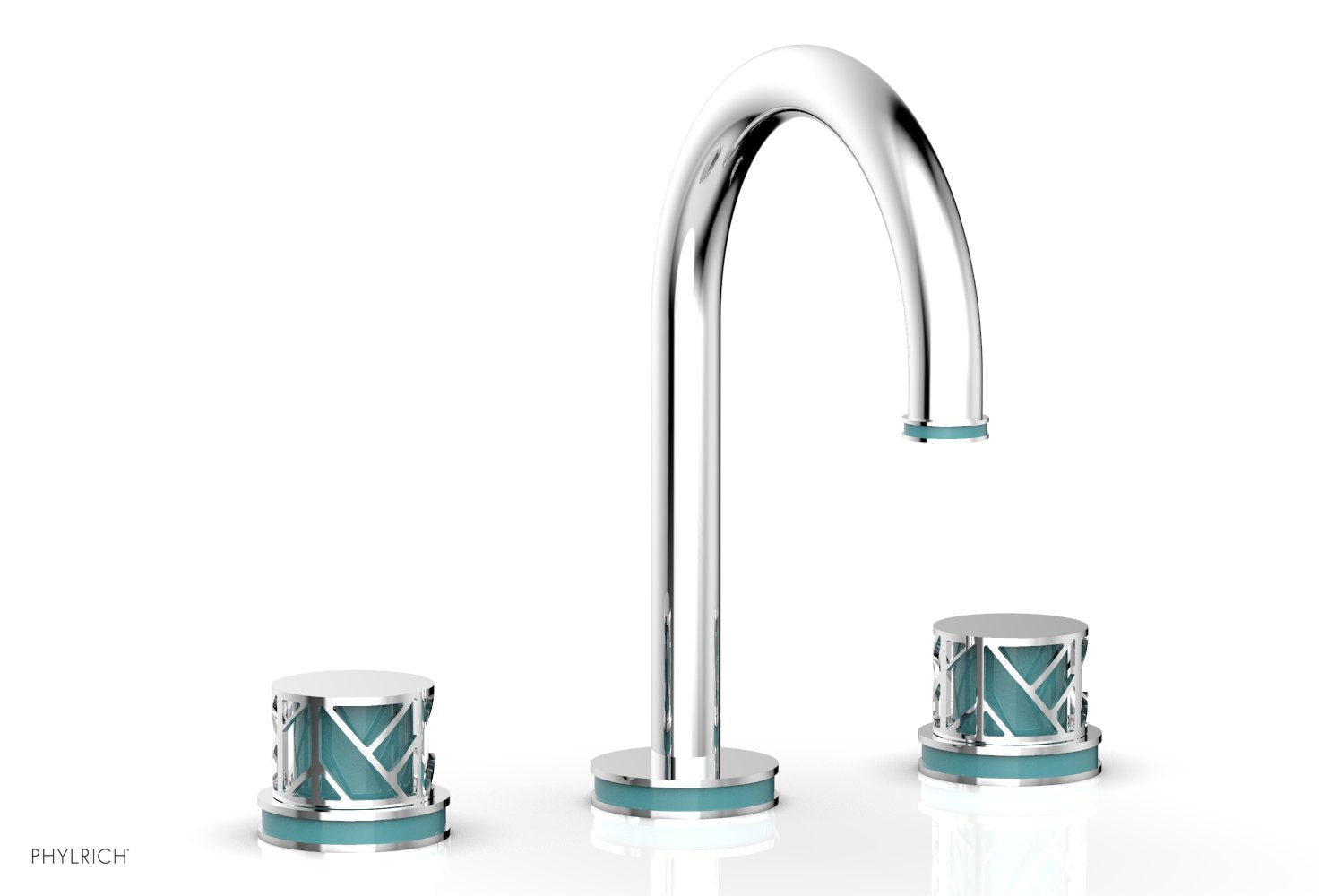 JOLIE Widespread Faucet - Round Handles with "Turquoise" Accents 222-01