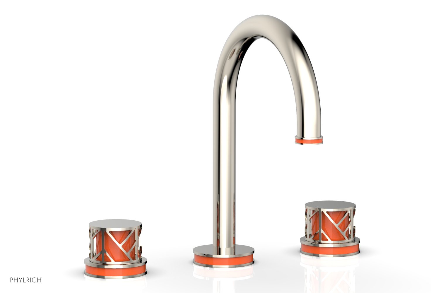 JOLIE Widespread Faucet - Round Handles with "Orange" Accents 222-01 — thumbnail 2